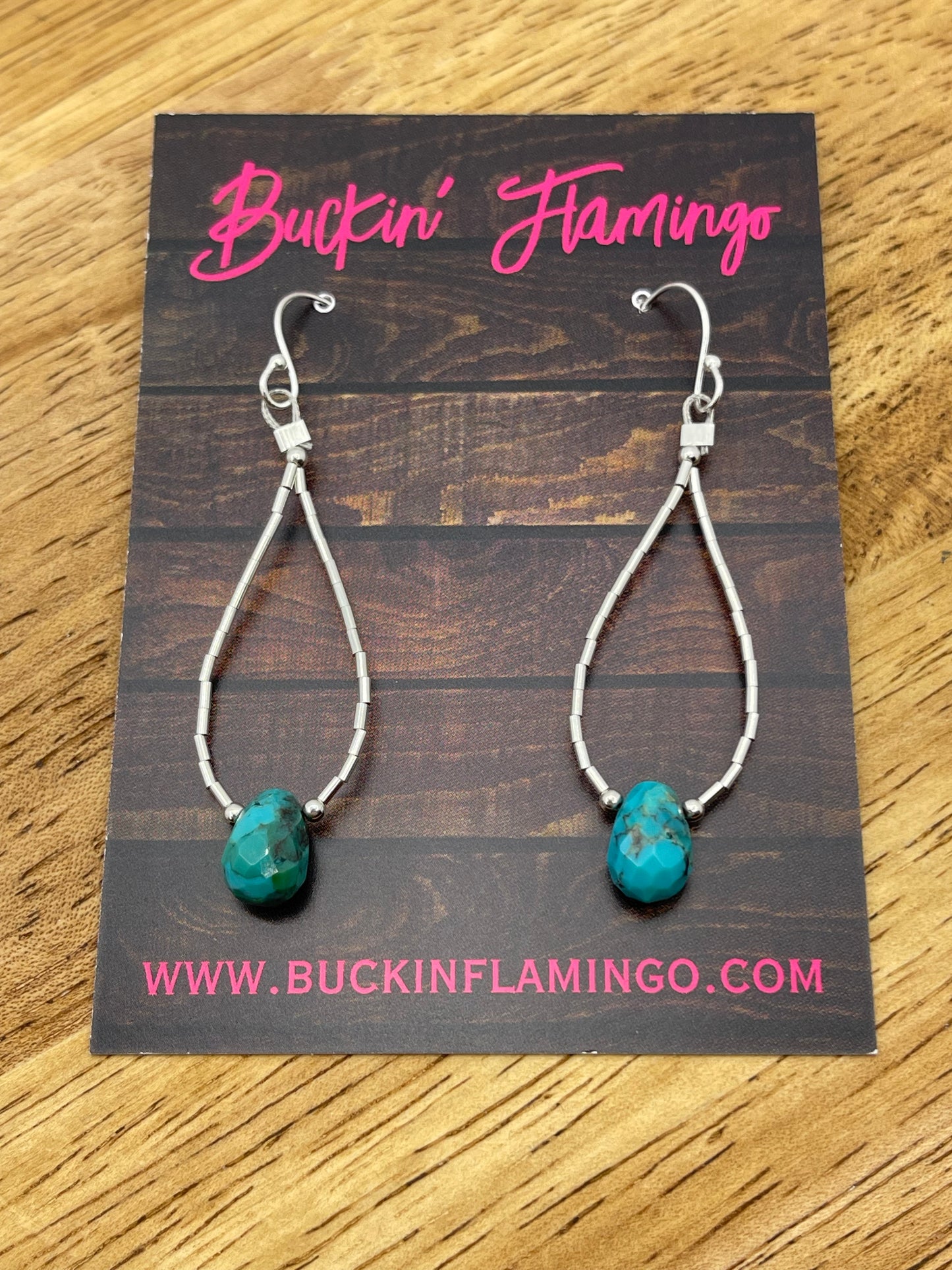 Liquid Silver and Faceted Turquoise Bead Earrings