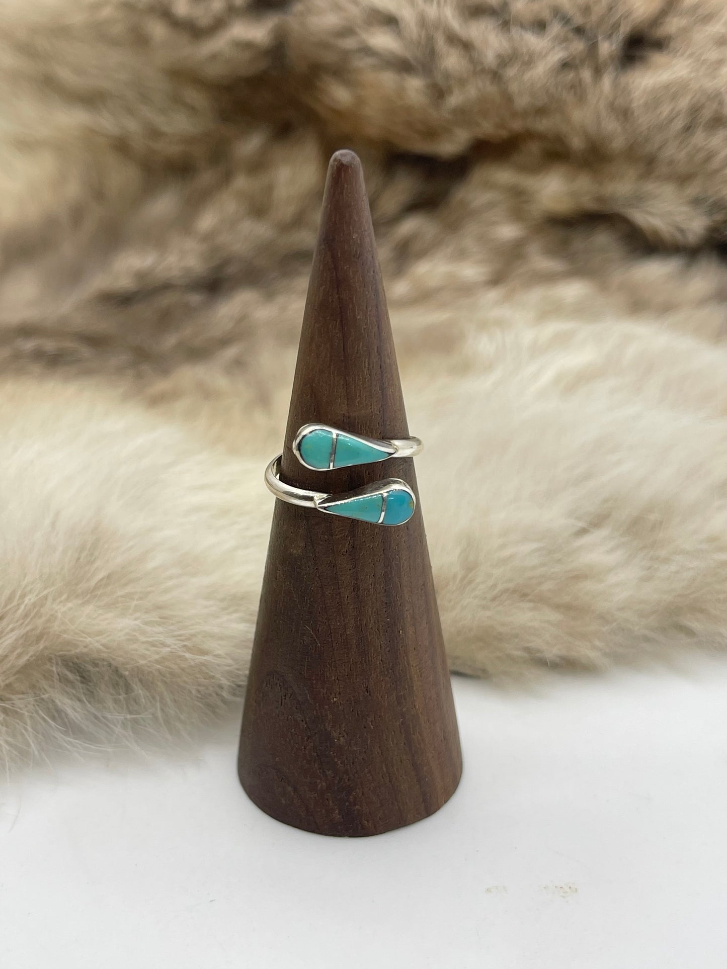 8.0 Adjustable Turquoise Ring by Velda Nestacio, Zuni