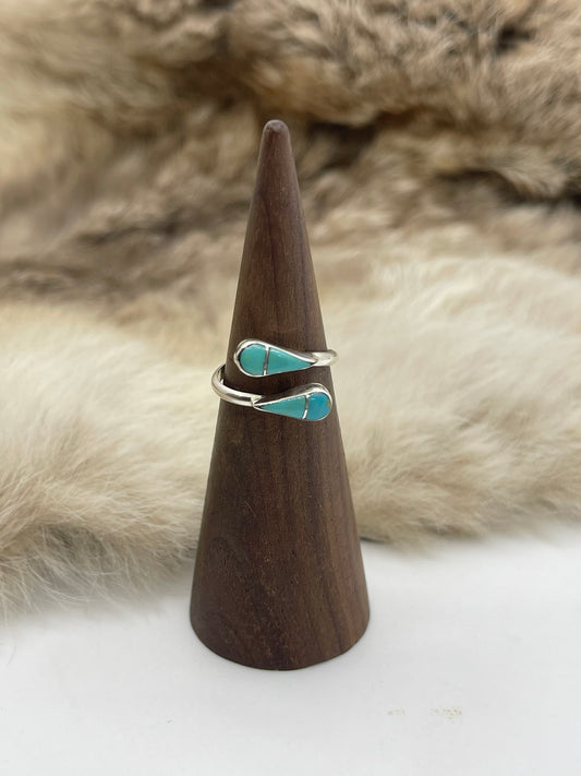 8.0 Adjustable Turquoise Ring by Velda Nestacio, Zuni