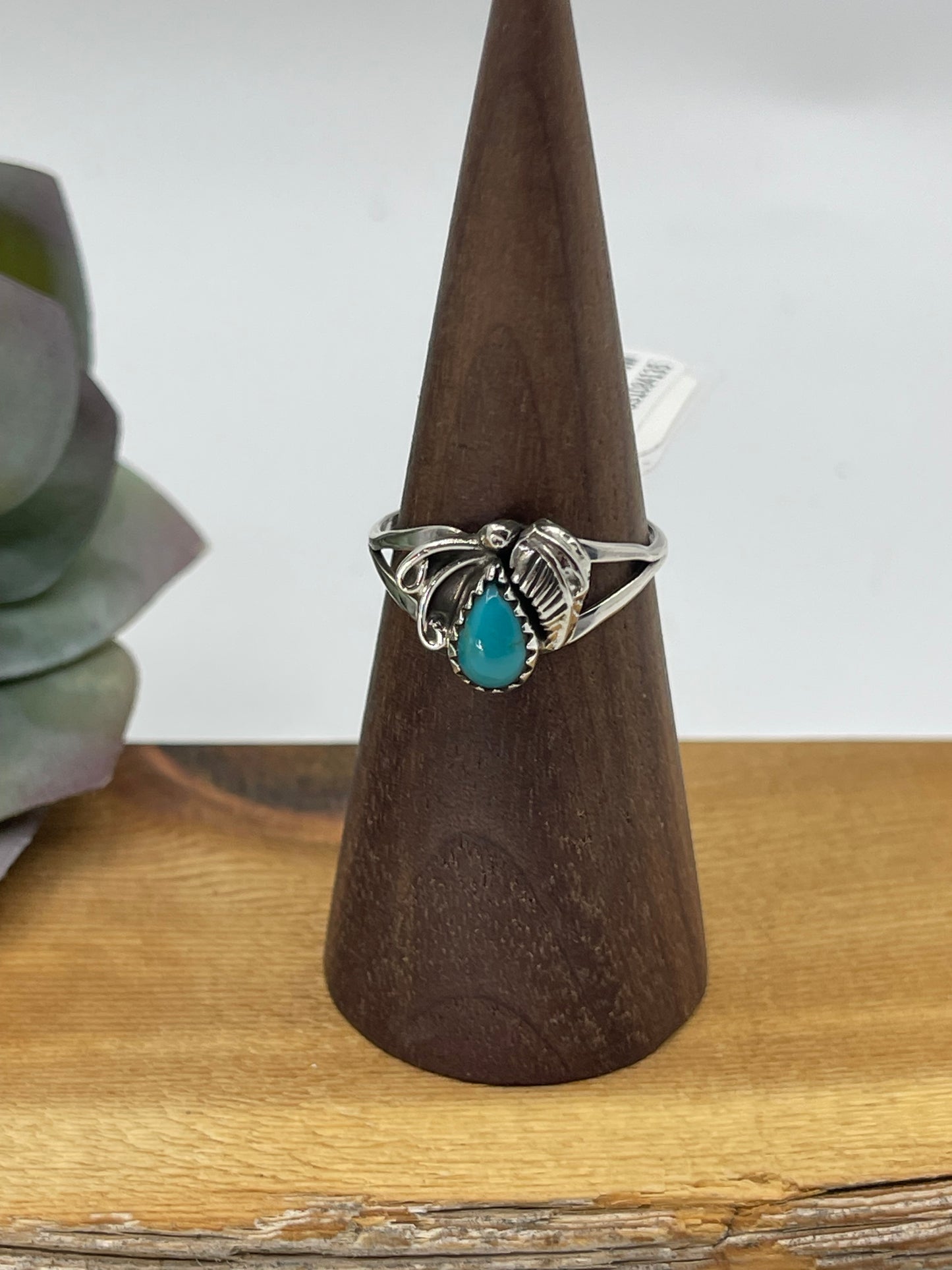 7.0 Turquoise Teardrop Ring by Theresa Smith, Navajo