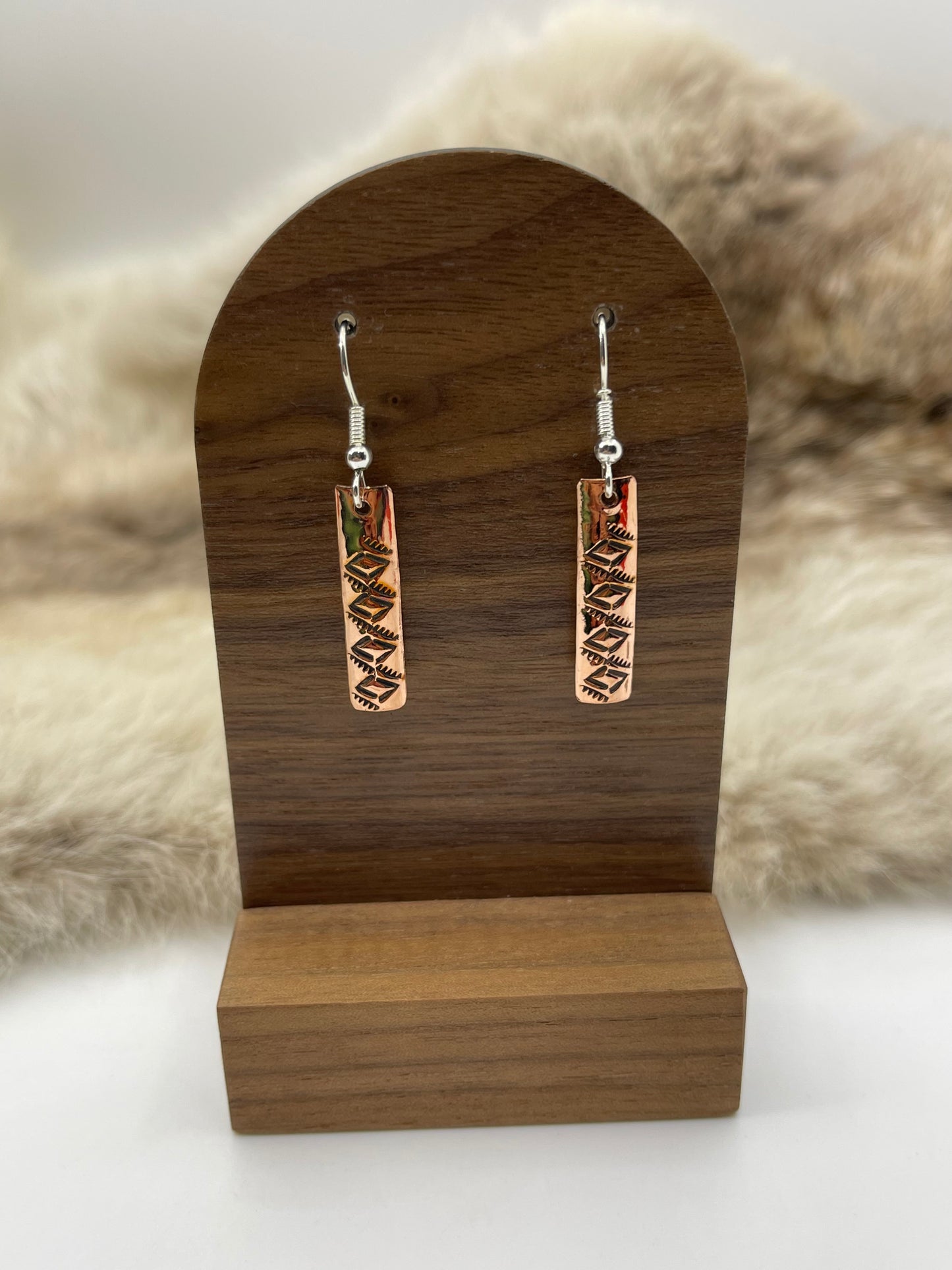 Copper Straight Dangle Rectangle by Felicia Etsitty, Navajo