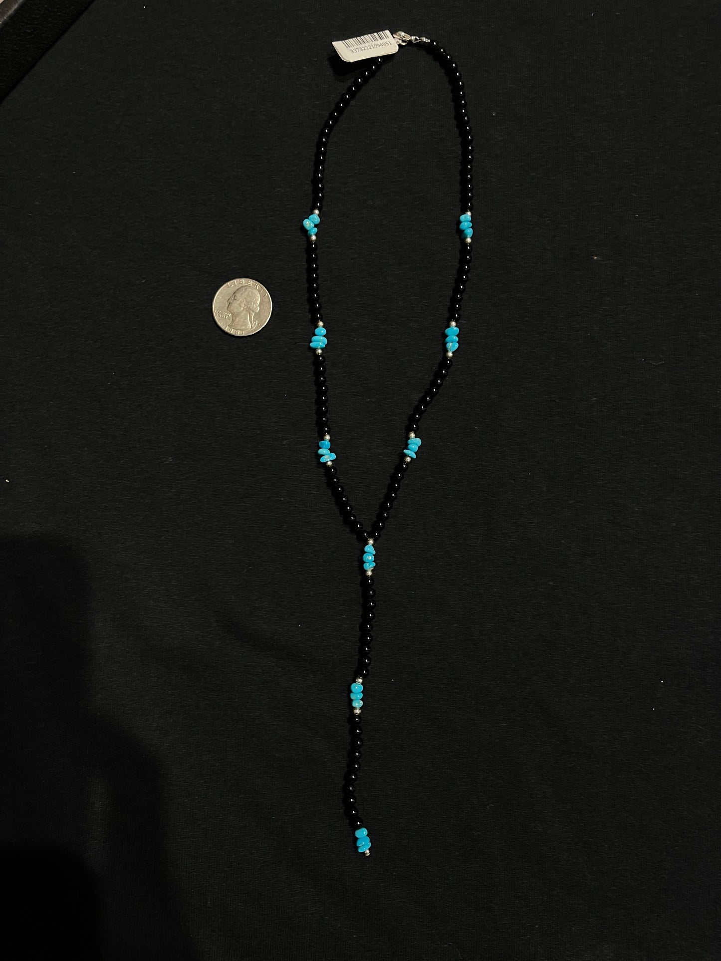 18"+4" Black Onyx and Turquoise Lariat