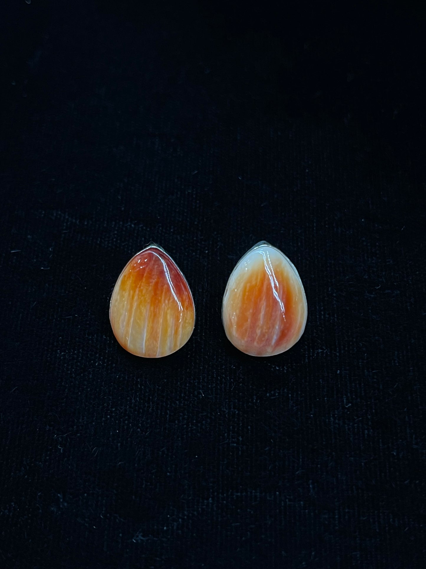 Orange Spiny Oyster Teardrop Post Earrings