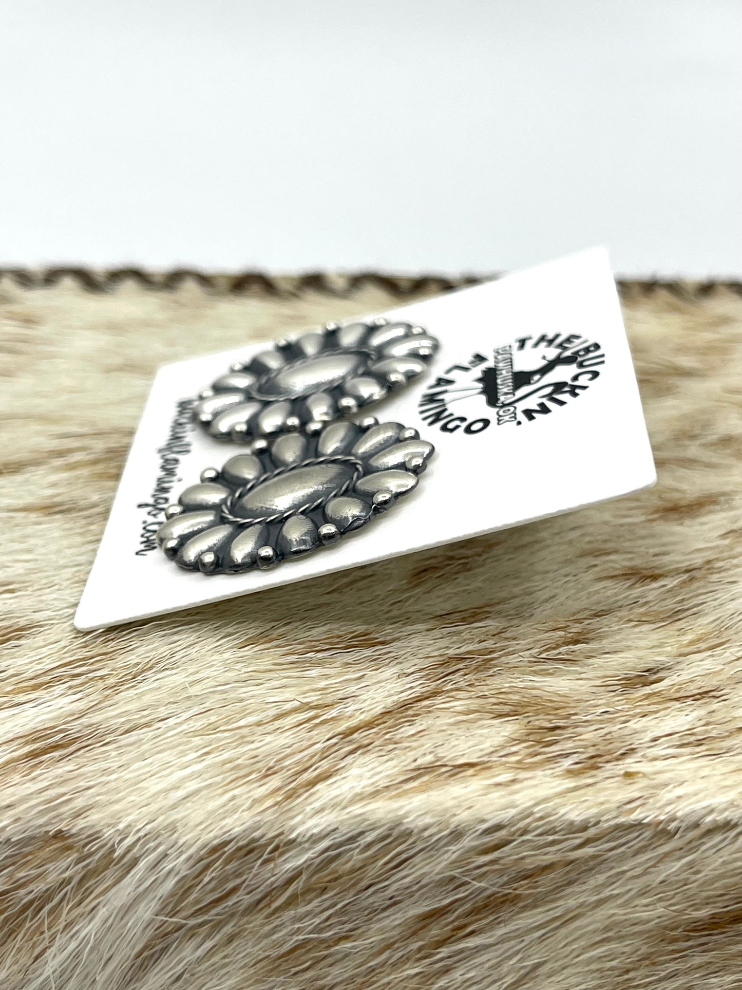 Silver Cluster Top Post Earrings by Jimson Belin, Navajo