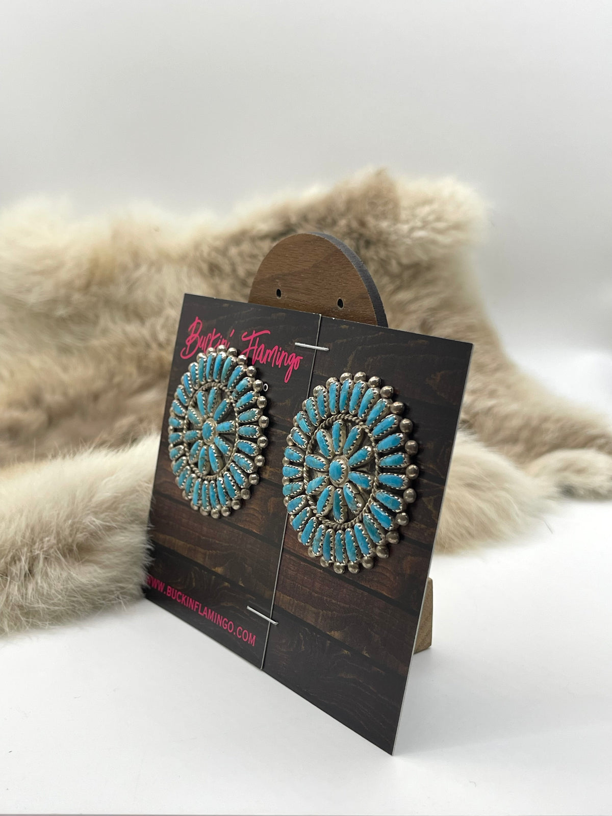Turquoise Cluster Earrings by Philena ByJoe, Navajo