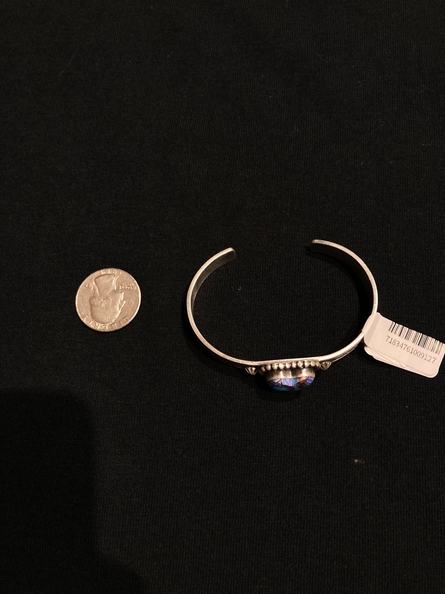 6"-7 1/4" Purple Mojave Heart Cuff by Rick Enriquez, Navajo