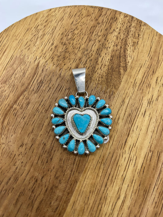 Turquoise Heart Pendant with a 7.2mm Bale by Eunice Wilson, Navajo