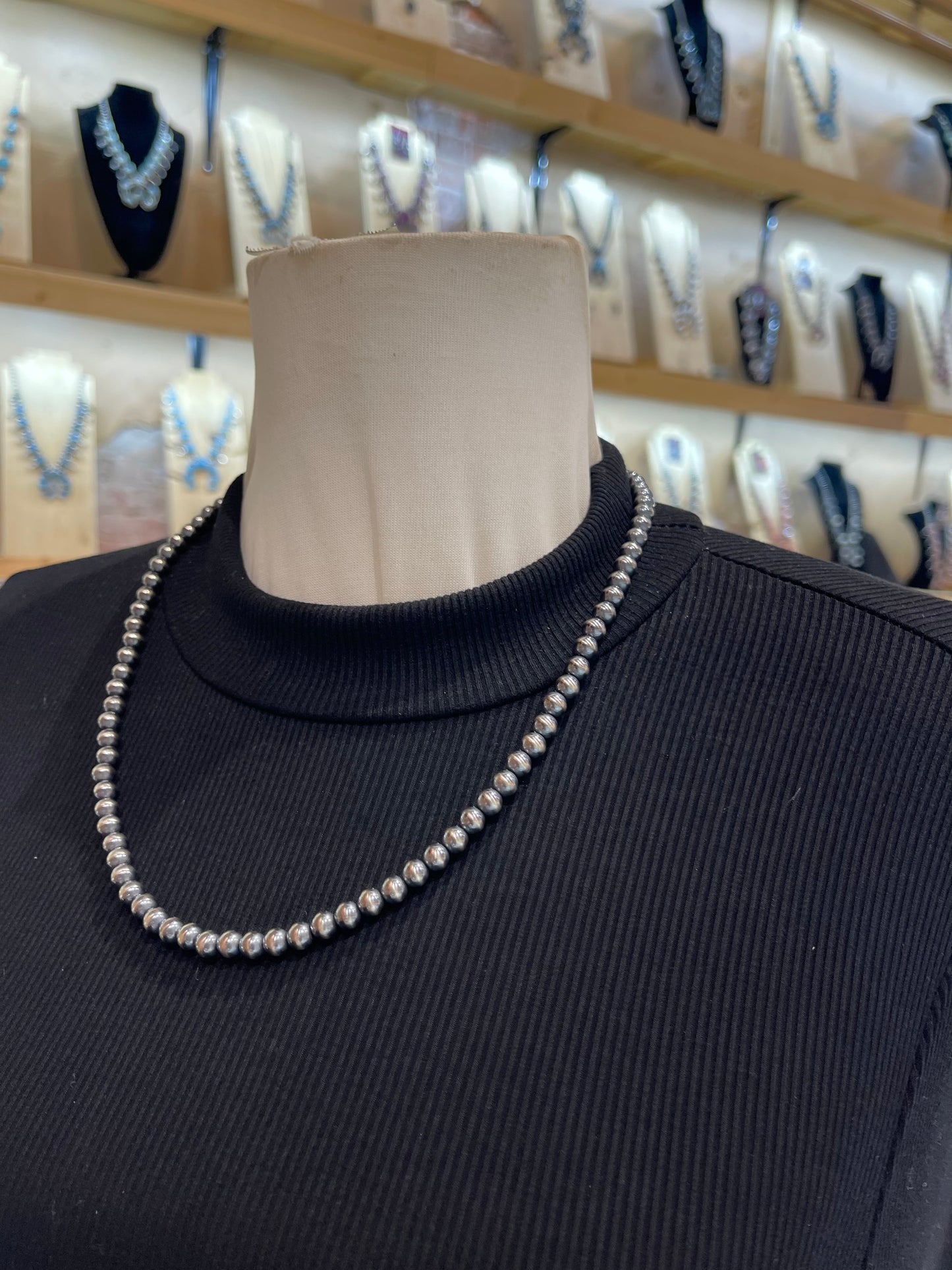 22” 6mm Navajo Style Pearl Necklace