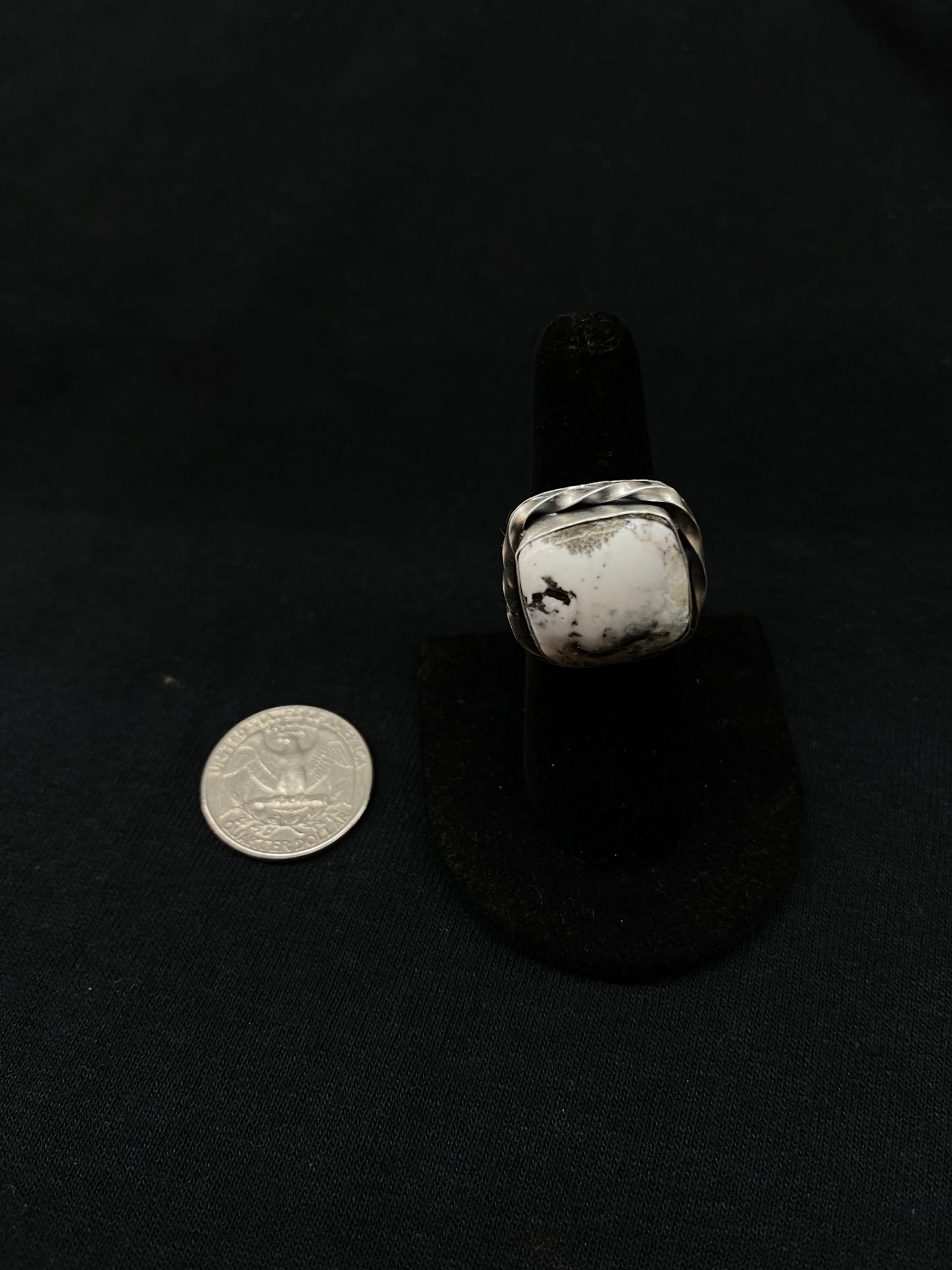 8.5 White Buffalo Square Ring, Navajo