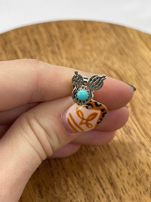 Turquoise Prickly Pear Cactus Hair Charm by Callandra Tulley, Navajo