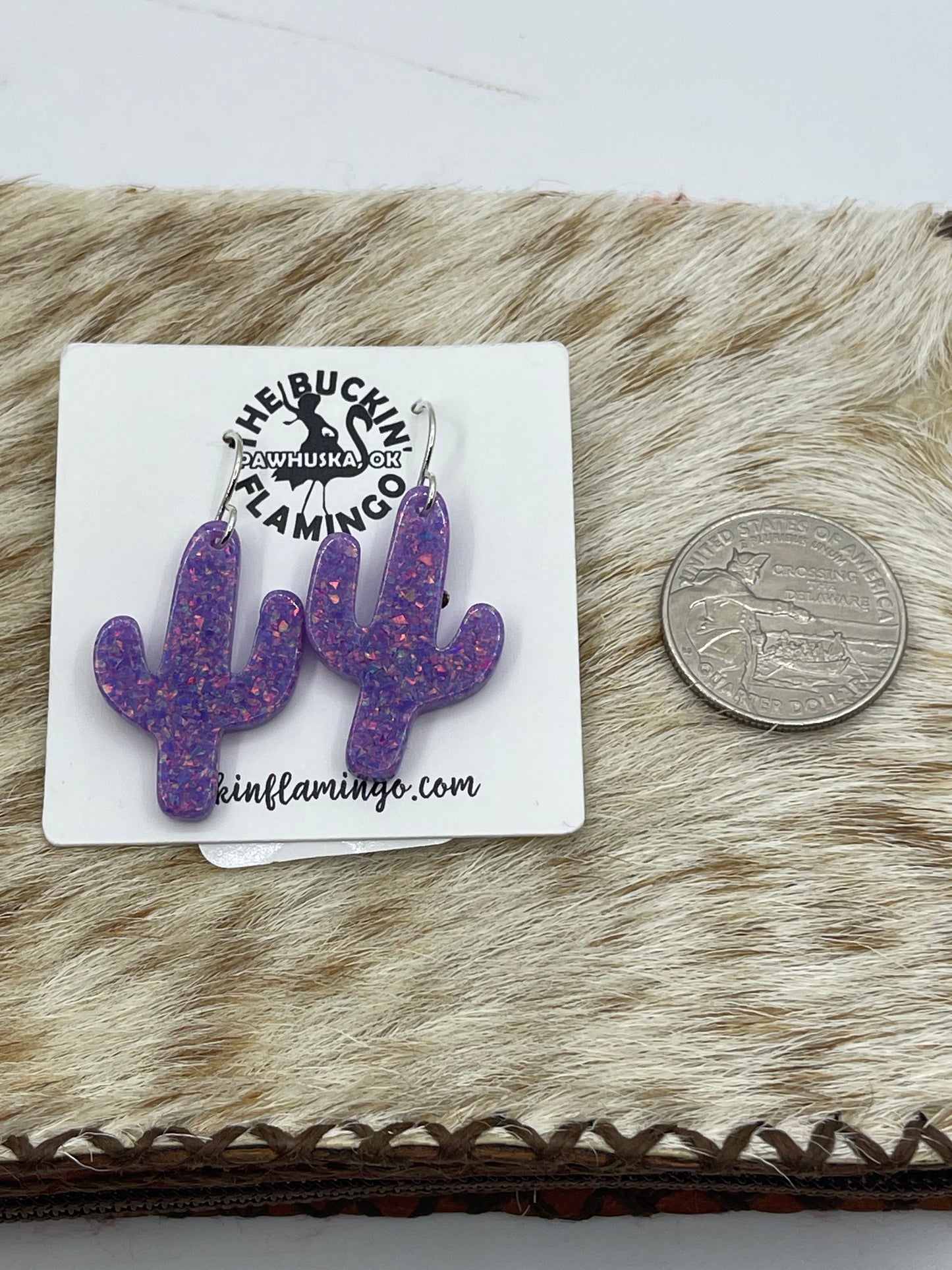 Purple Opal Cactus Dangle Earrings