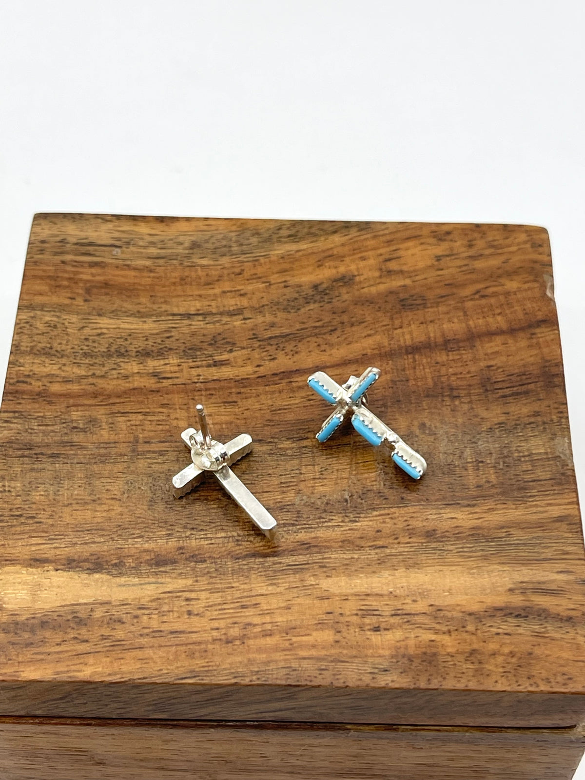 Turquoise Zuni Needlepoint Cross Earrings by Ashley Laate, Zuni