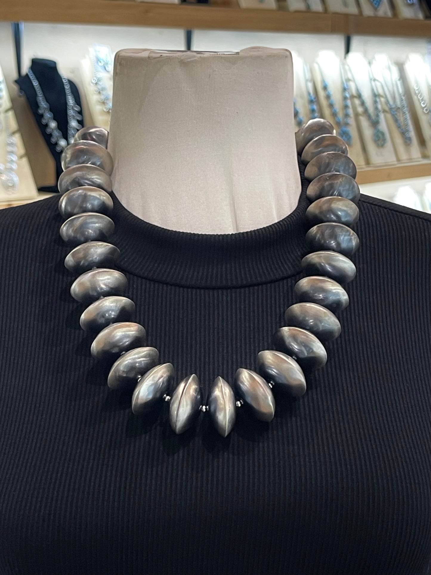 19”+3” Extender 29mm Handmade Navajo Pearls by Bryannen Halwood, Navajo