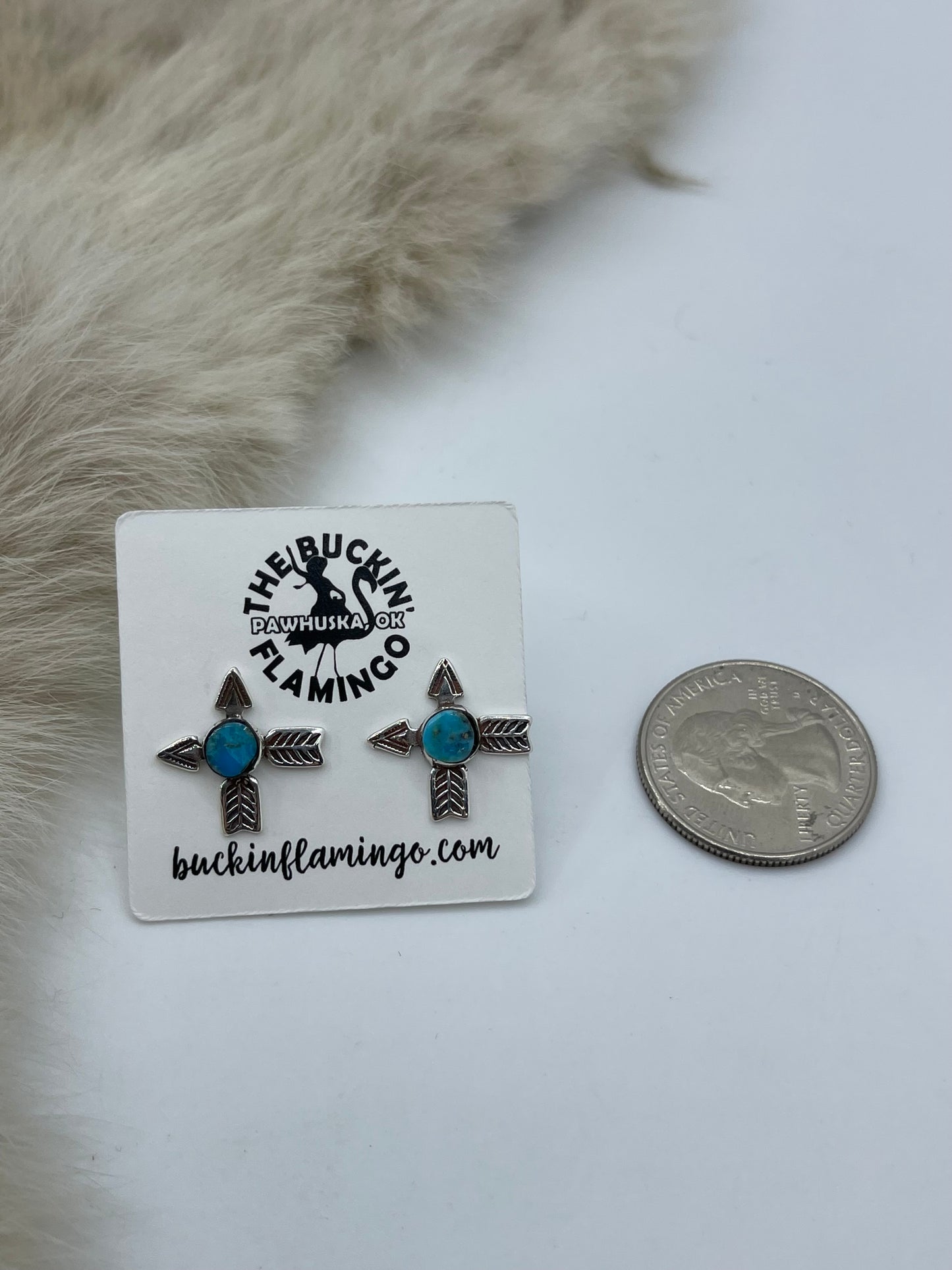 Crossed Arrow Post Earrings with Turquoise