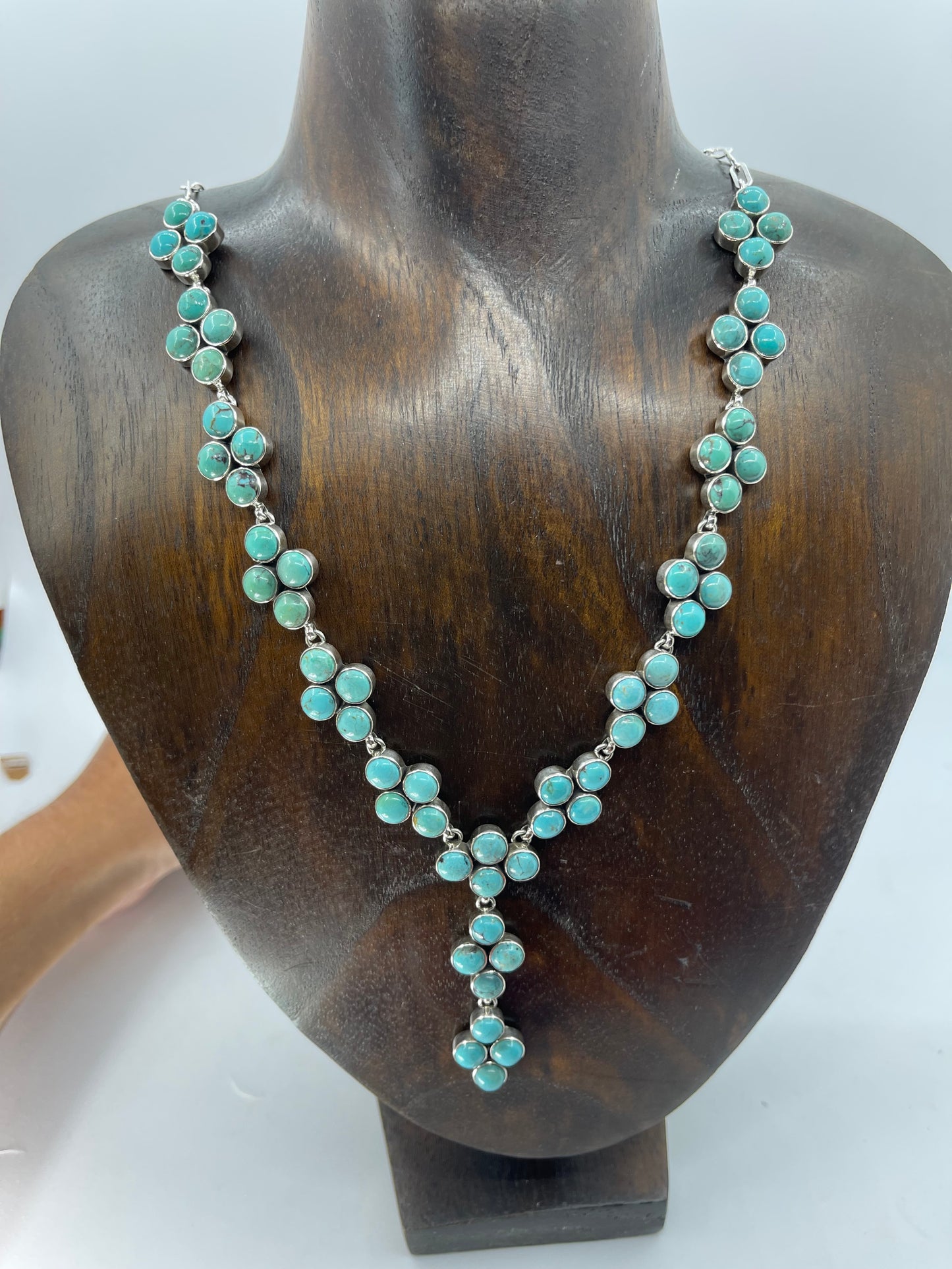 28" 60 Stone Turquoise Cluster Lariat Necklace