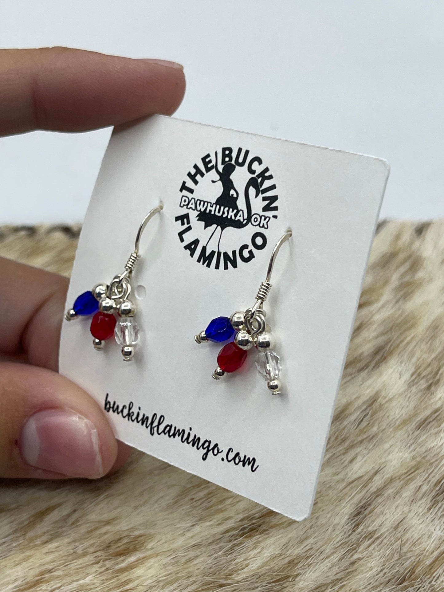 Red, White, and Blue Crystal Dangle Earrings