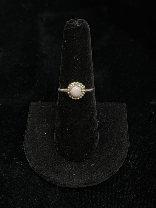 Dainty Pink Conch Shell Ring by Esther White, Navajo