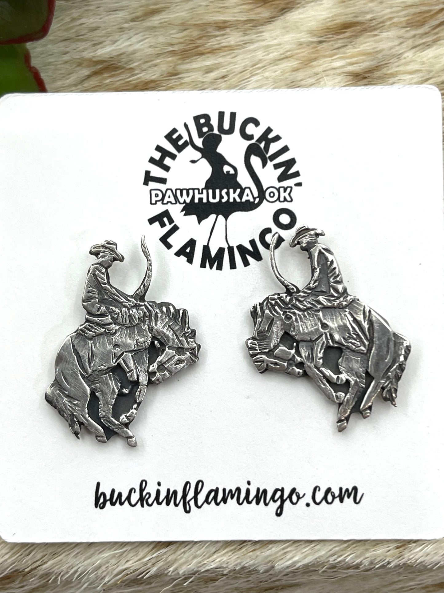 Sterling Silver Buckin' Horse Post Earrings by Adrienne Gordon, Navajo