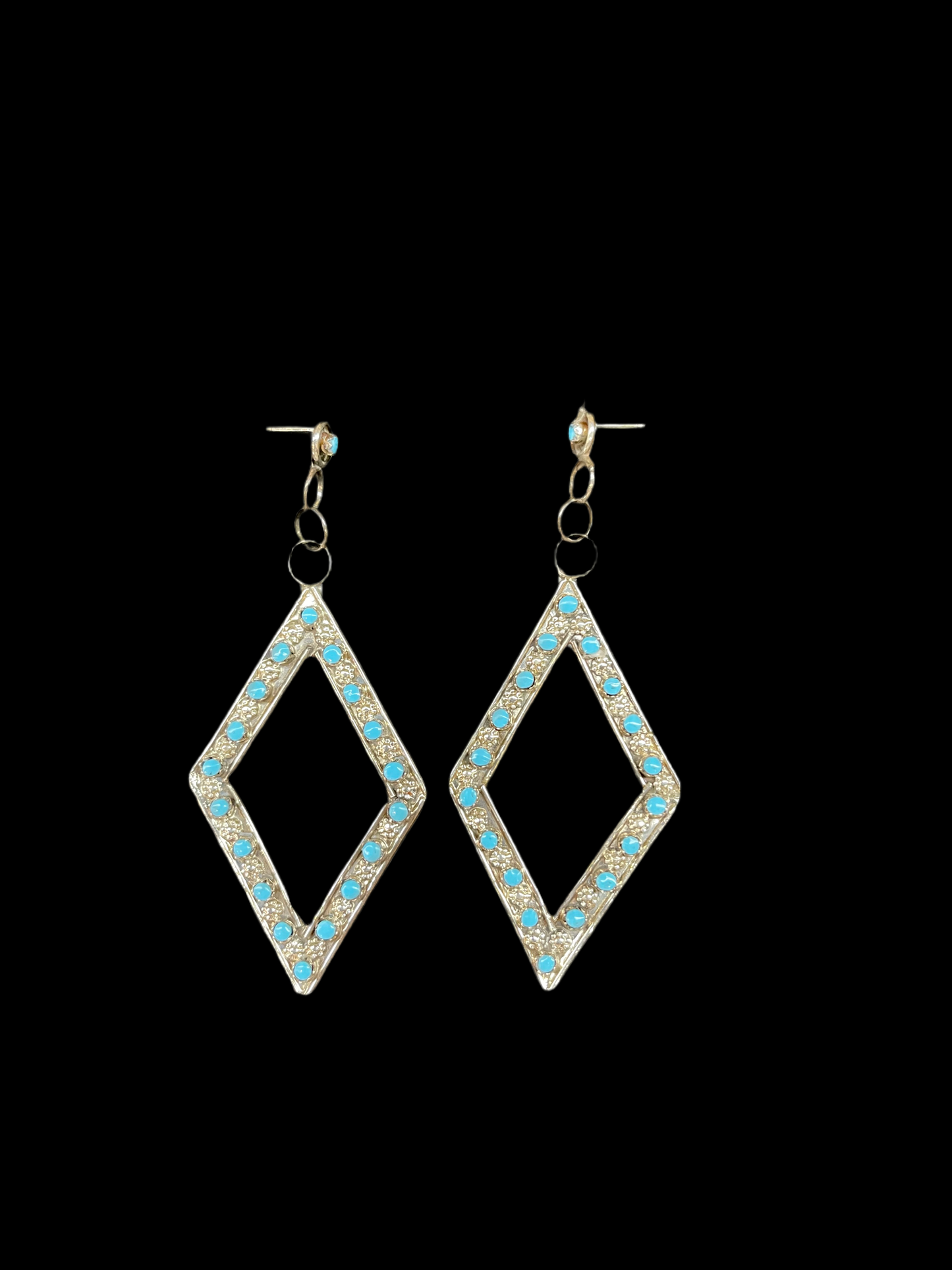 Sleeping Beauty Turquoise Diamond Post Dangle Earrings