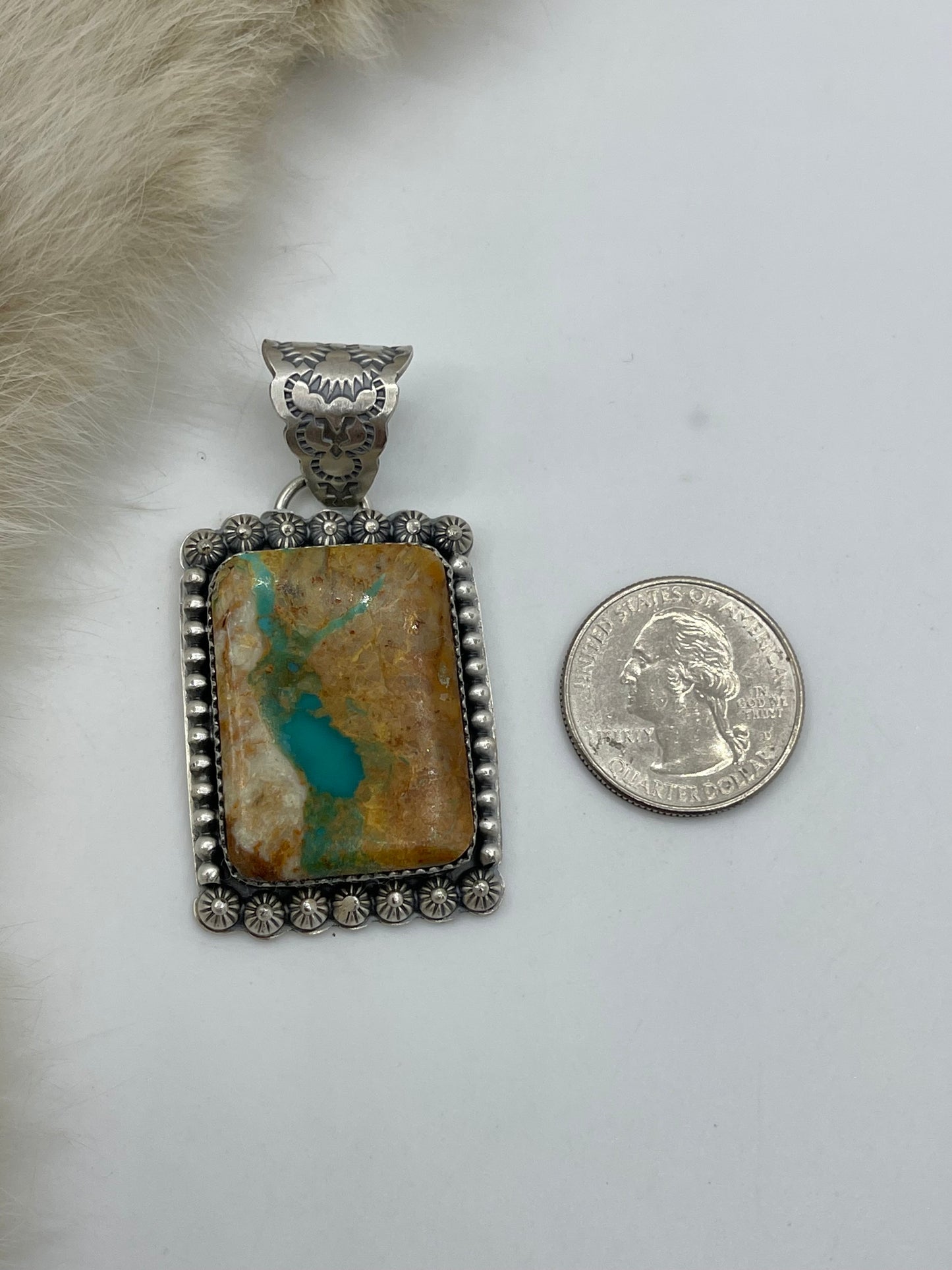 Boulder Ribbon Turquoise Pendant by Jeff Largo, Navajo
