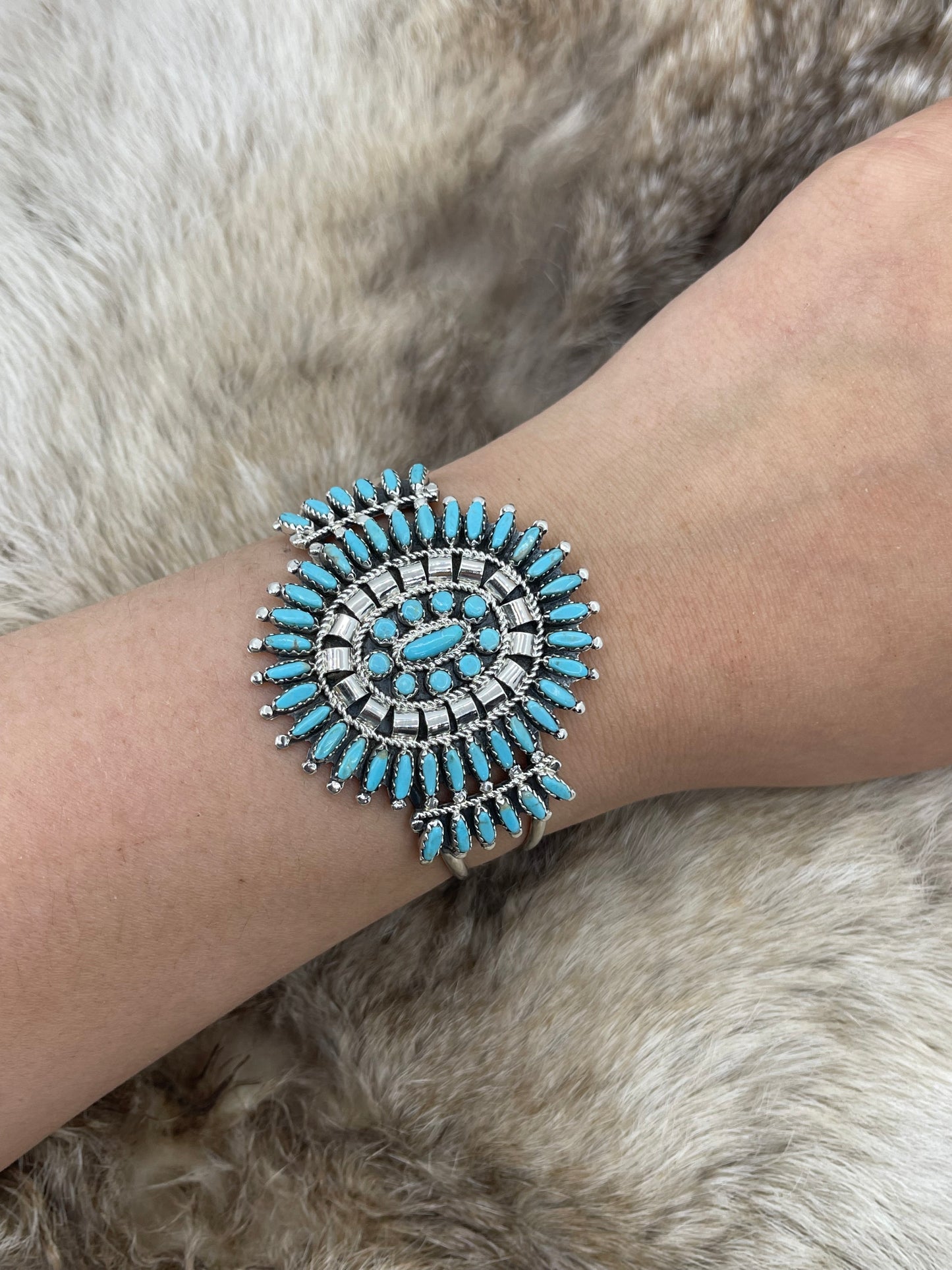 Navajo Cluster Cuff with Sleeping Beauty Turquoise by Nathaniel & Rosita Nez, Navajo