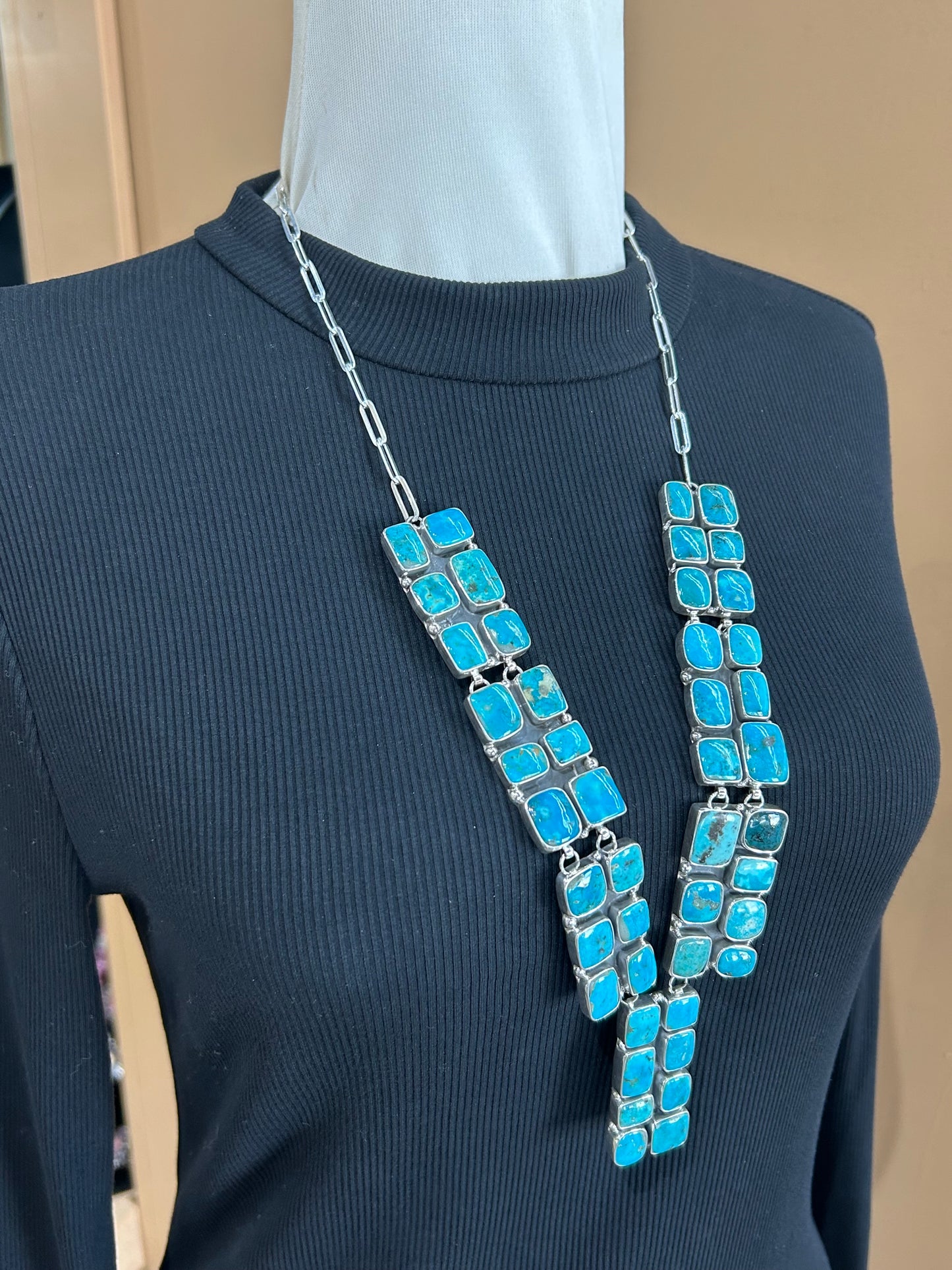 26" 44 Stone Turquoise Lariat Necklace by Zia