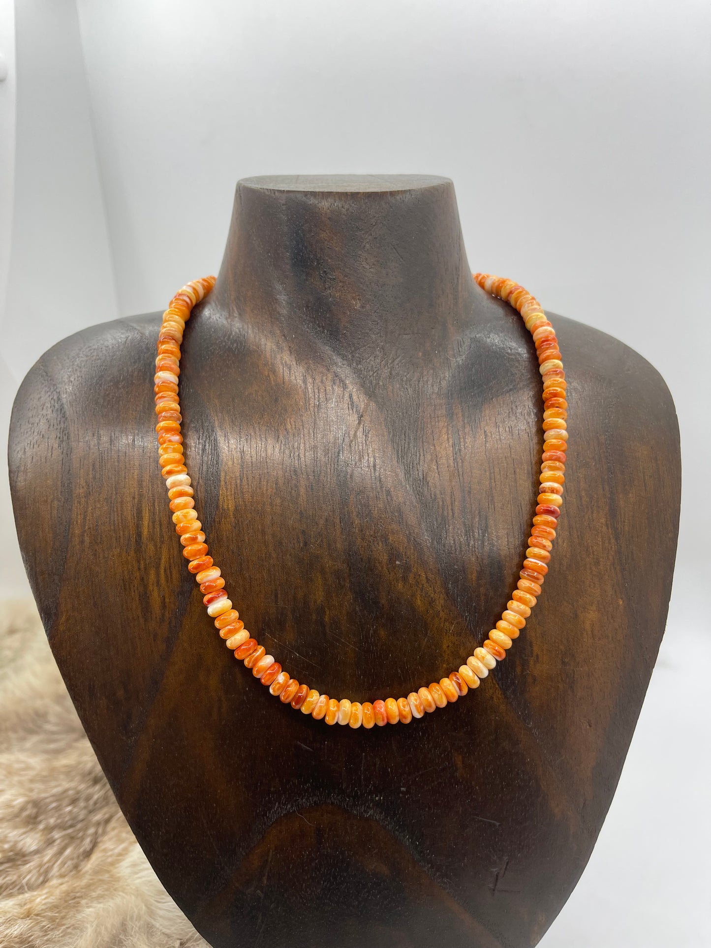 16" 6mm Spiny Oyster Shell Necklace