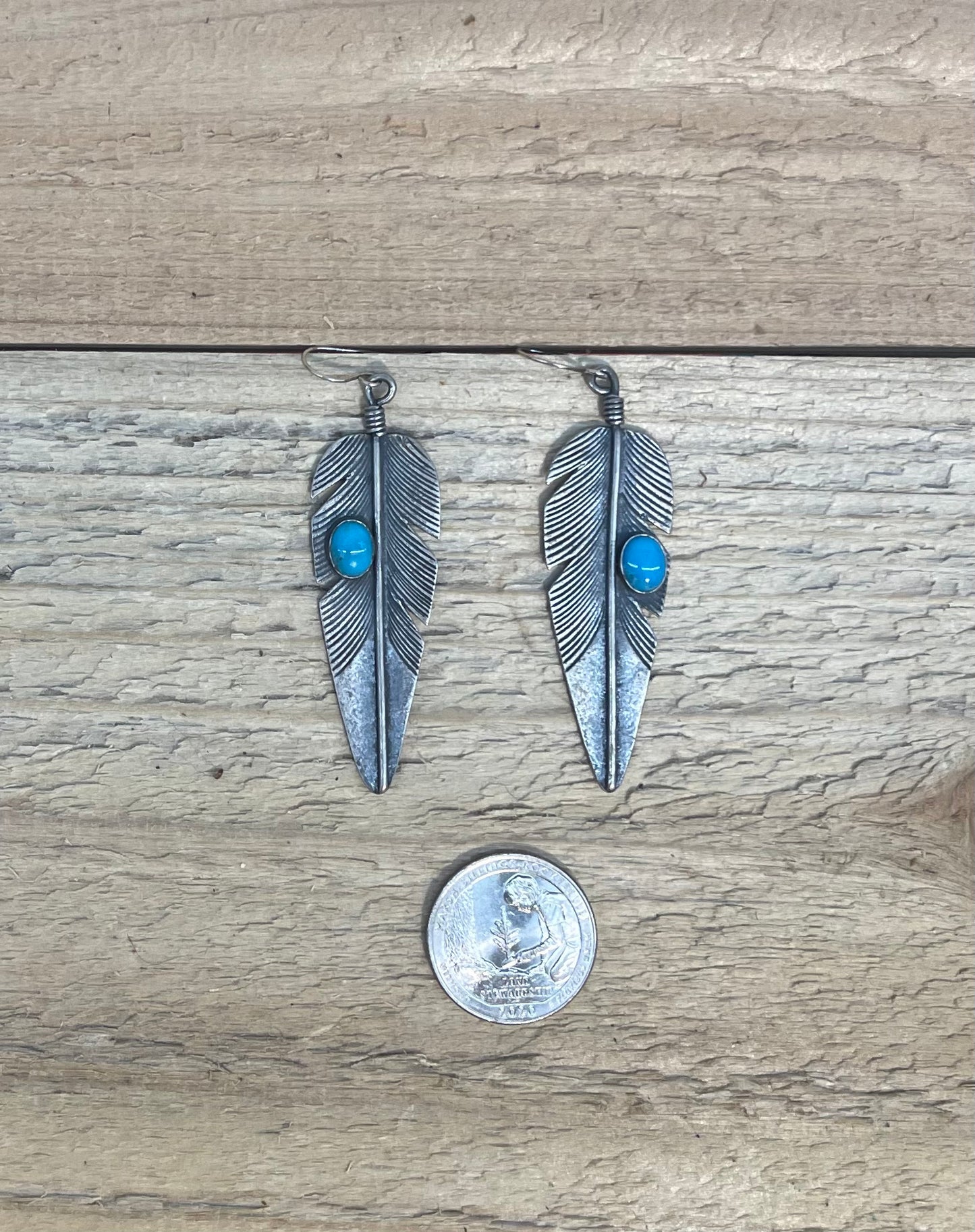 3" Feather Dangles with Sleeping Beauty Turquoise