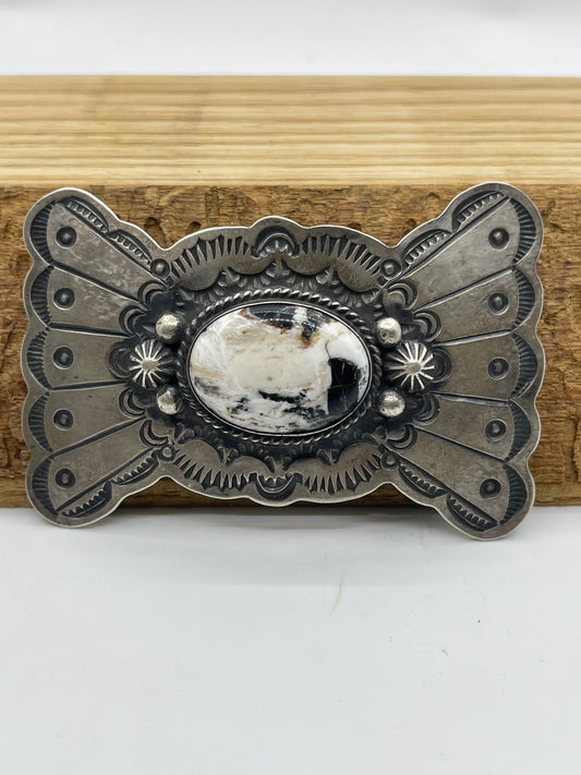 Belt Buckle with White Buffalo by Chimney Butte, Navajo
