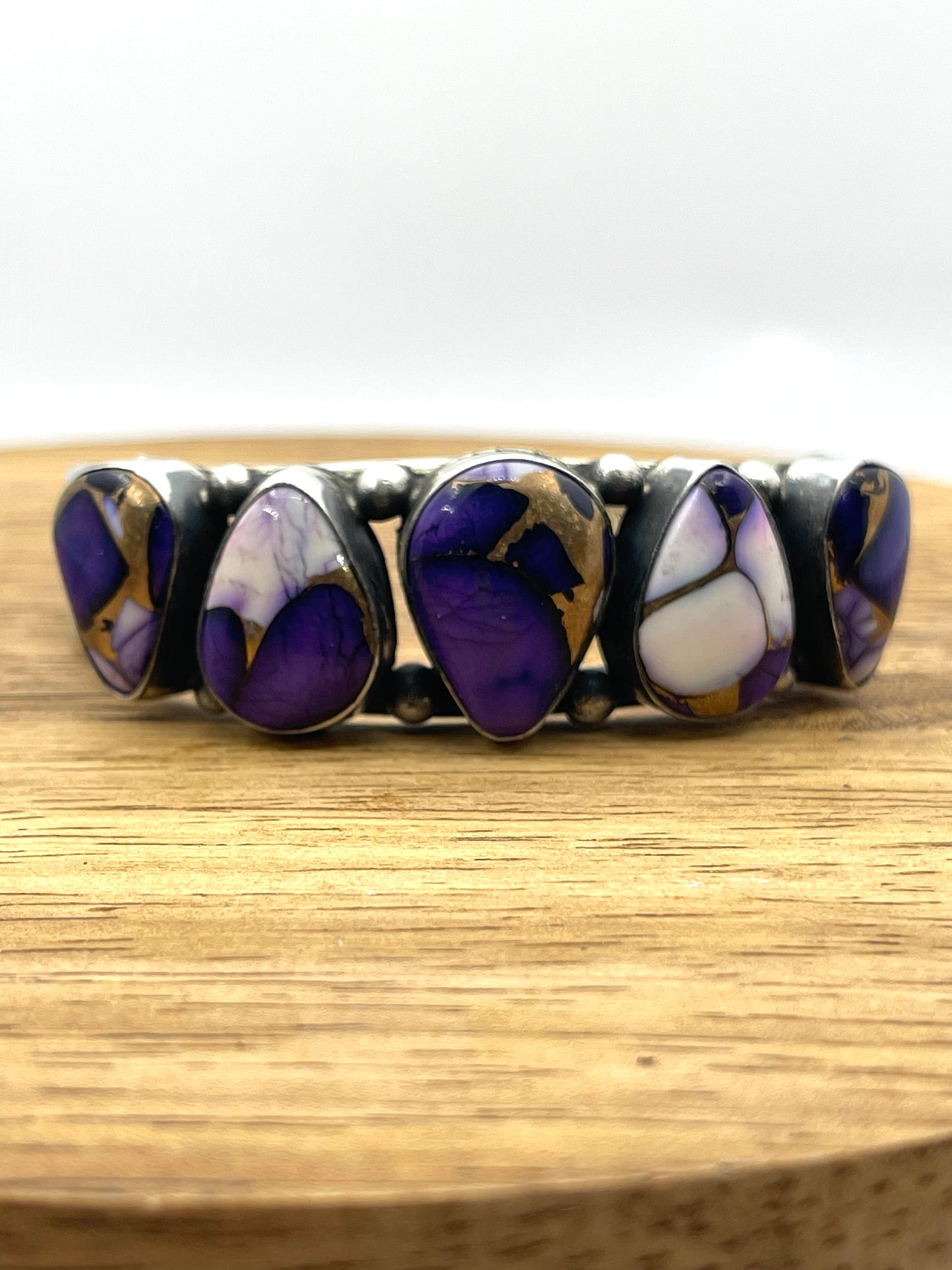 5 Stone Lavendar Dahlia Cuff by Augustine Largo, Navajo