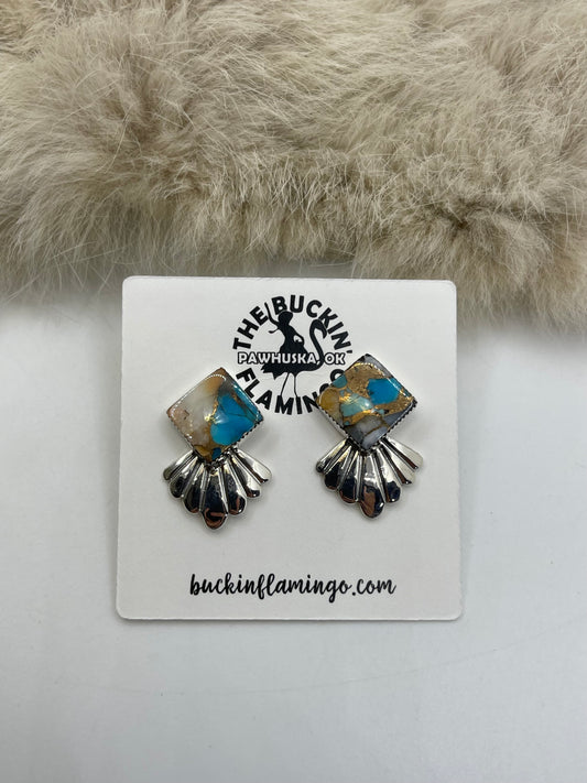 Orange Crush Earrings by Sadie Jim, Navajo