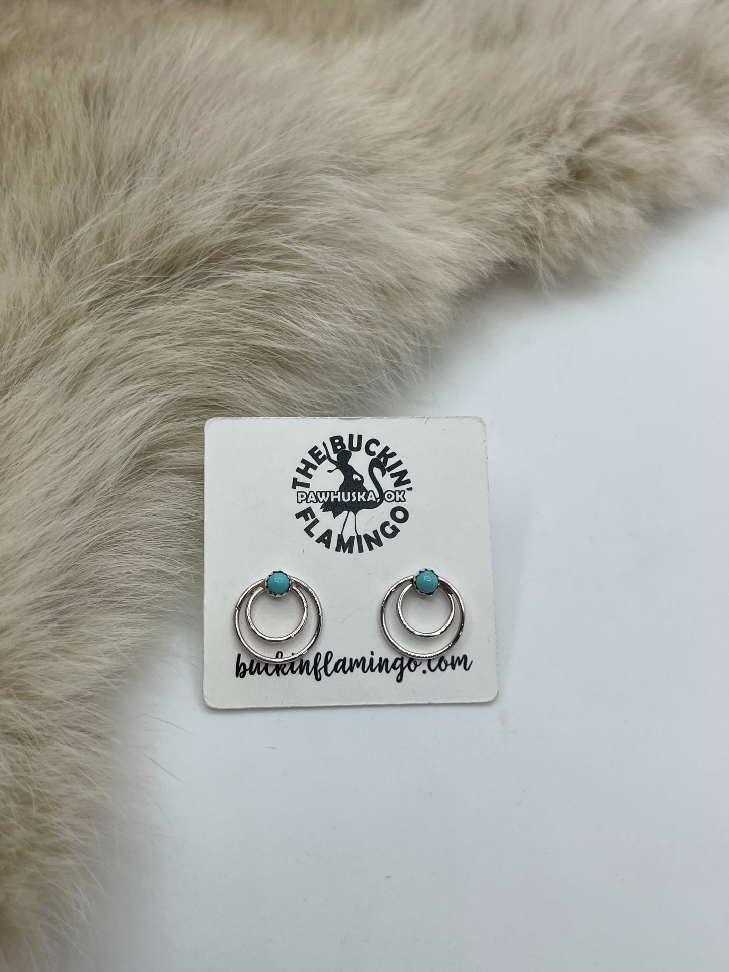 Double Circle Post Earrings with Turquoise Earrings by Shantel Bitsie, Navajo