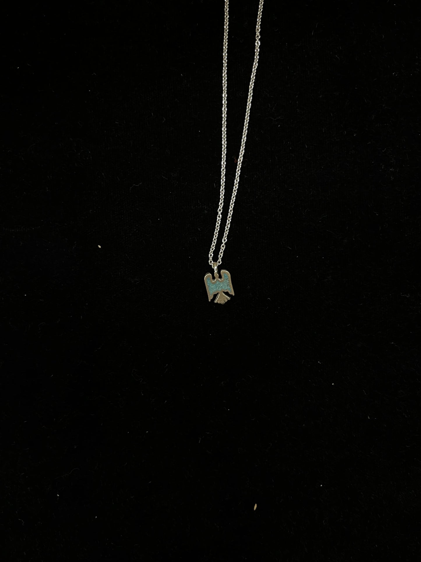 16" Dainty Turquoise Thunderbird Necklace
