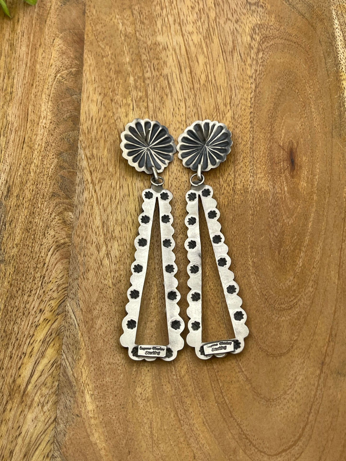 Sleeping Beauty Turquoise Stud Earrings by Eugene Charley, Navajo