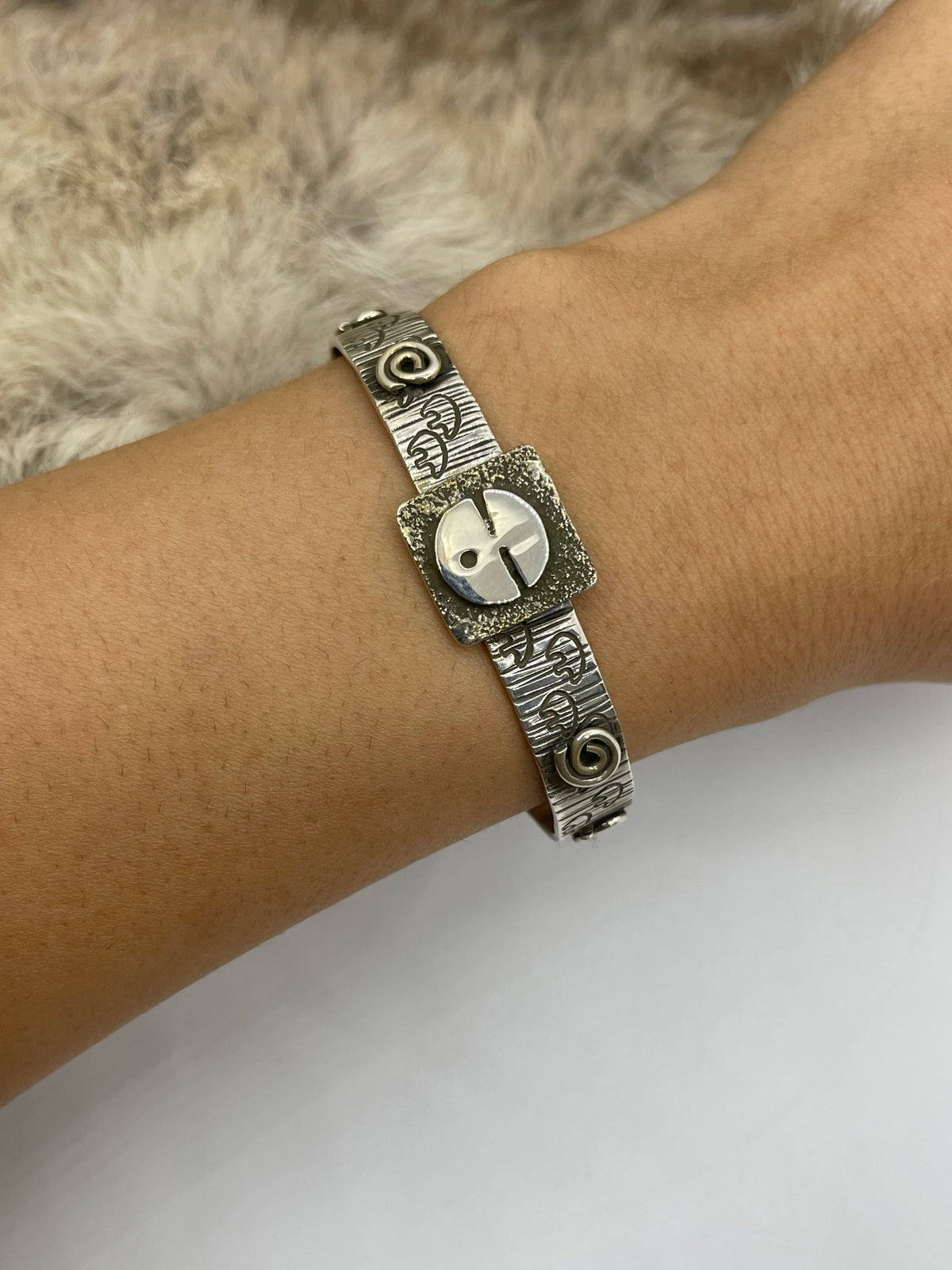 6”-7” Sun Face Cuff by Alex Sanchez, Navajo