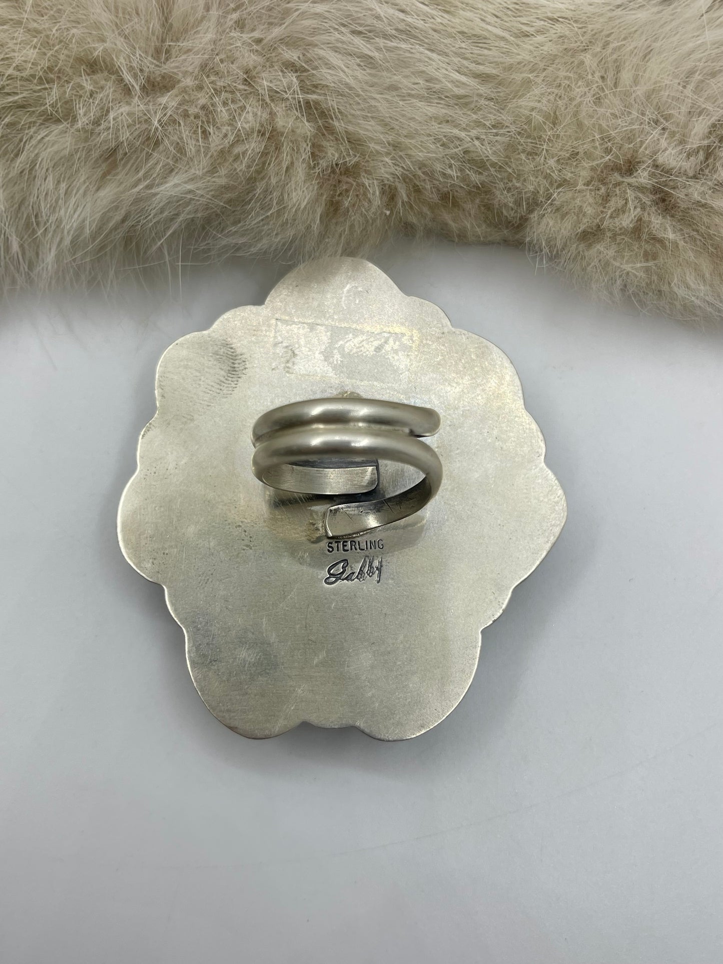 7.0-11.0 High Grade Kingman Turquoise Cluster Adjustable Ring by Gabby Jurado, Mexican