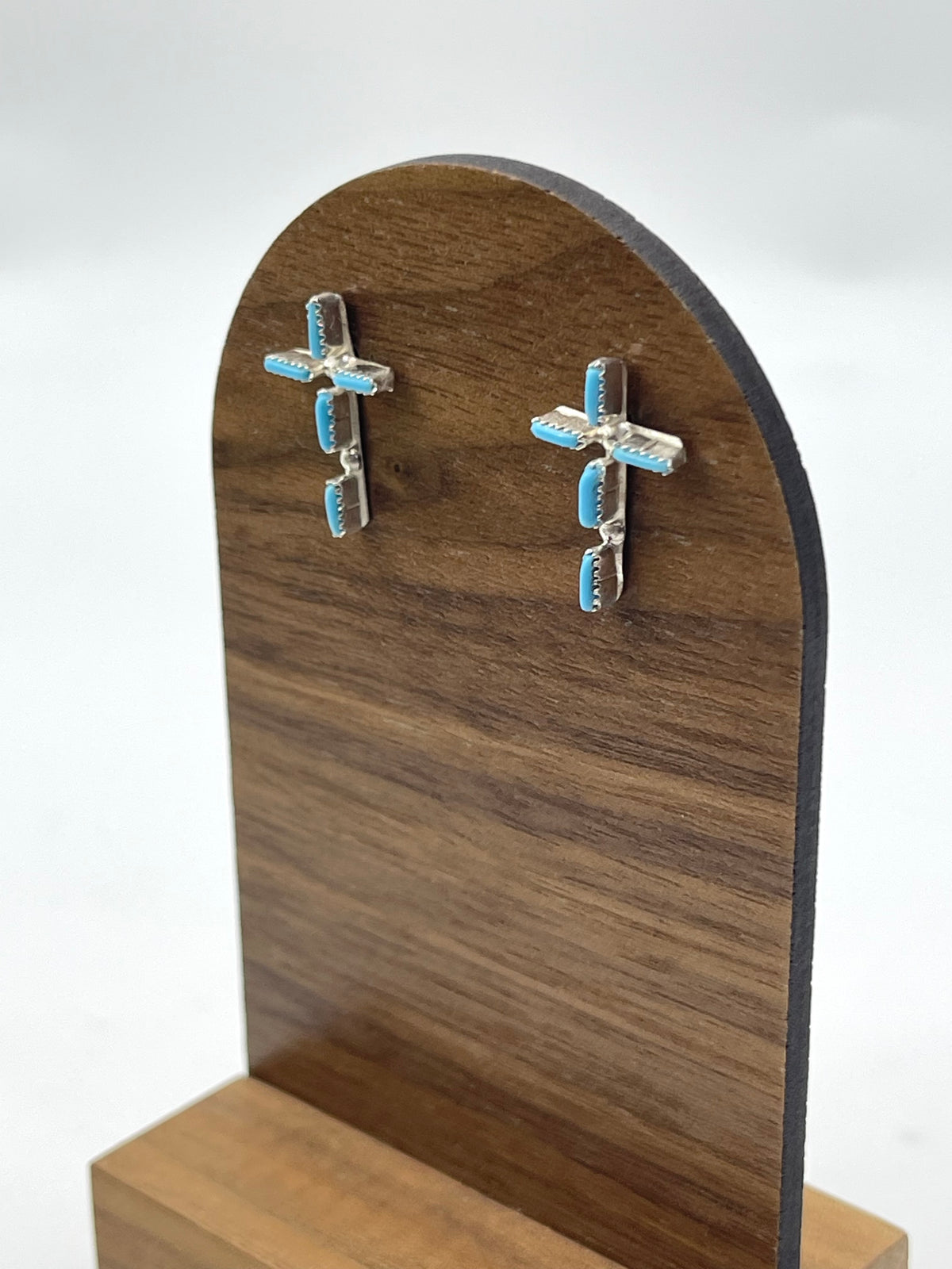 Turquoise Zuni Needlepoint Cross Earrings by Ashley Laate, Zuni