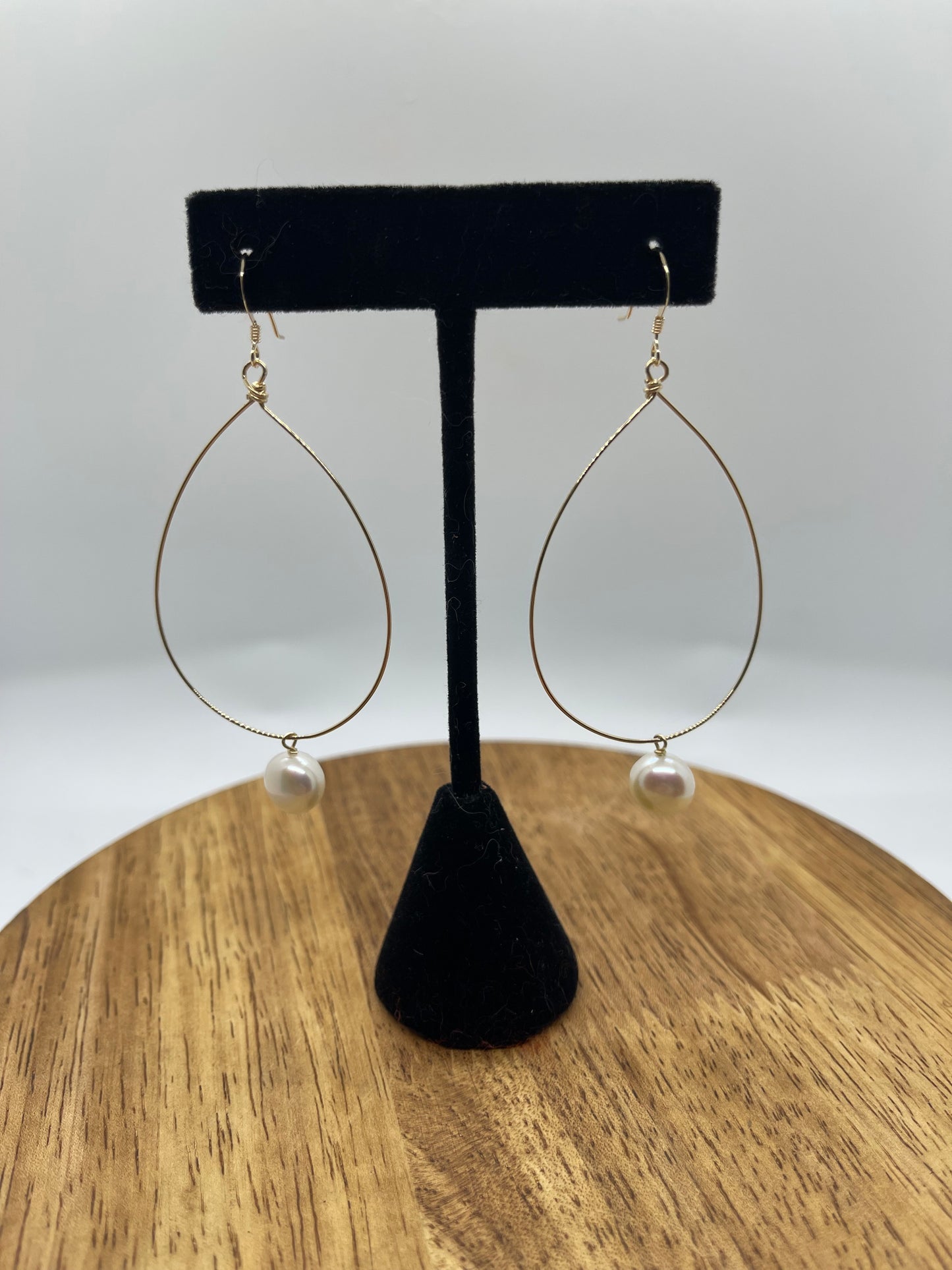 14k gold Filled Teardrop Dangle Earrings with Freshwater Pearls