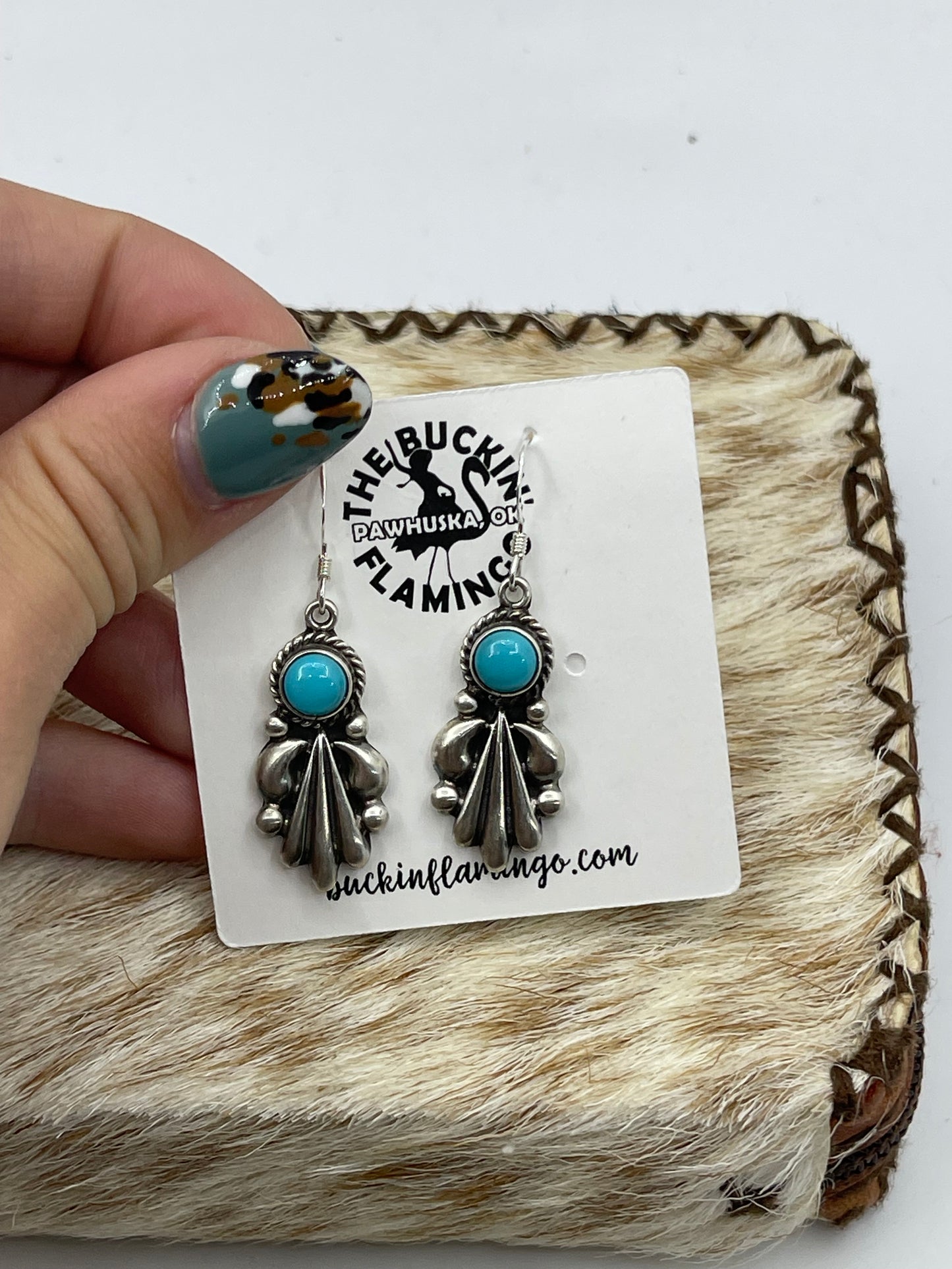Turquoise Dangle Earrings by Verley Betone, Navajo