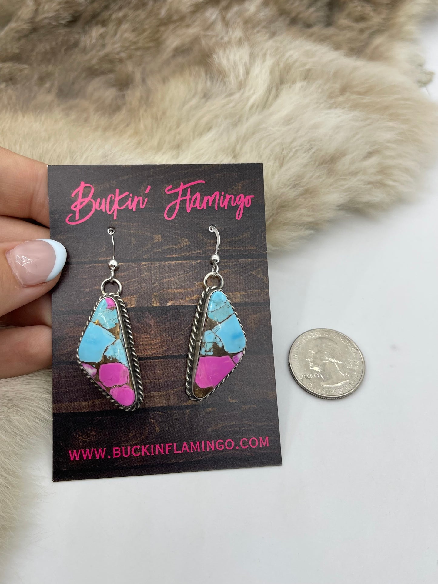 COTTON CANDY DANGLE EARRINGS BY CHASSITY BELONE, NAVAJO