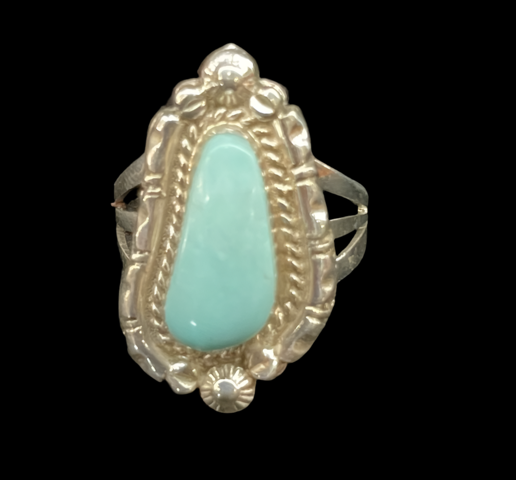 7.0 Turquoise Ring by Alice Sanders, Navajo