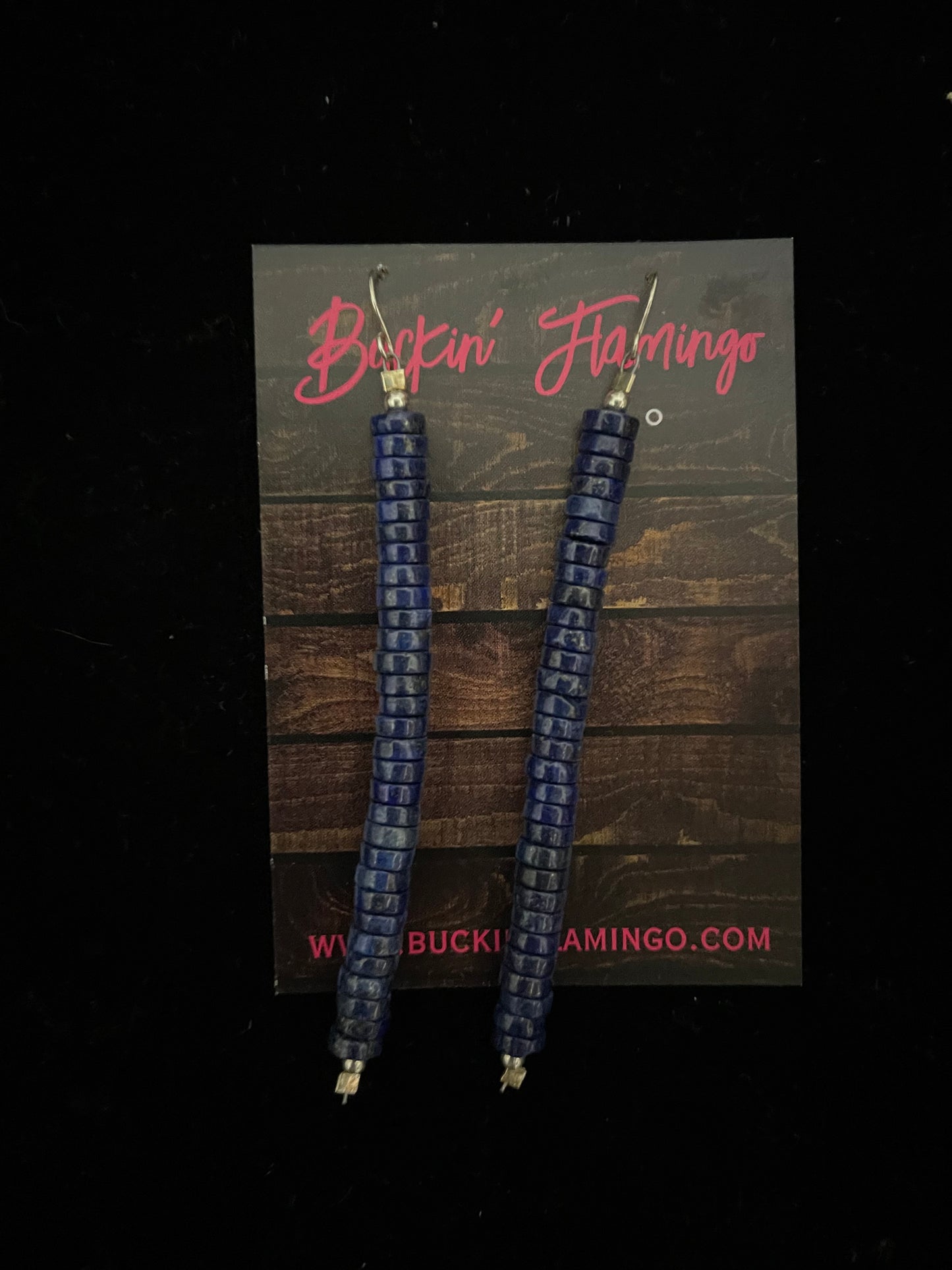4" Lapis Beaded Dangle Earrings