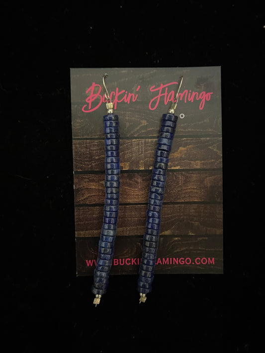 4" Lapis Beaded Dangle Earrings