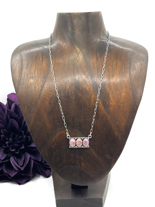 16" 3 Stone Purple Desert Necklace