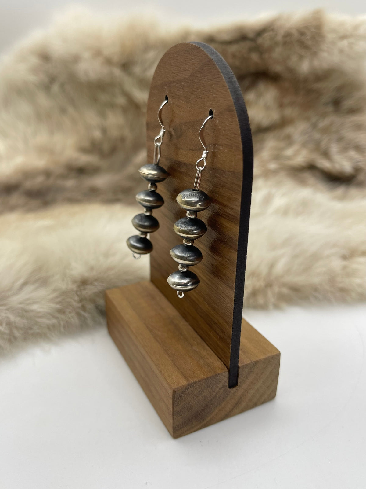 Handmade Navajo Pearl Earrings by Tylena Nez, Navajo