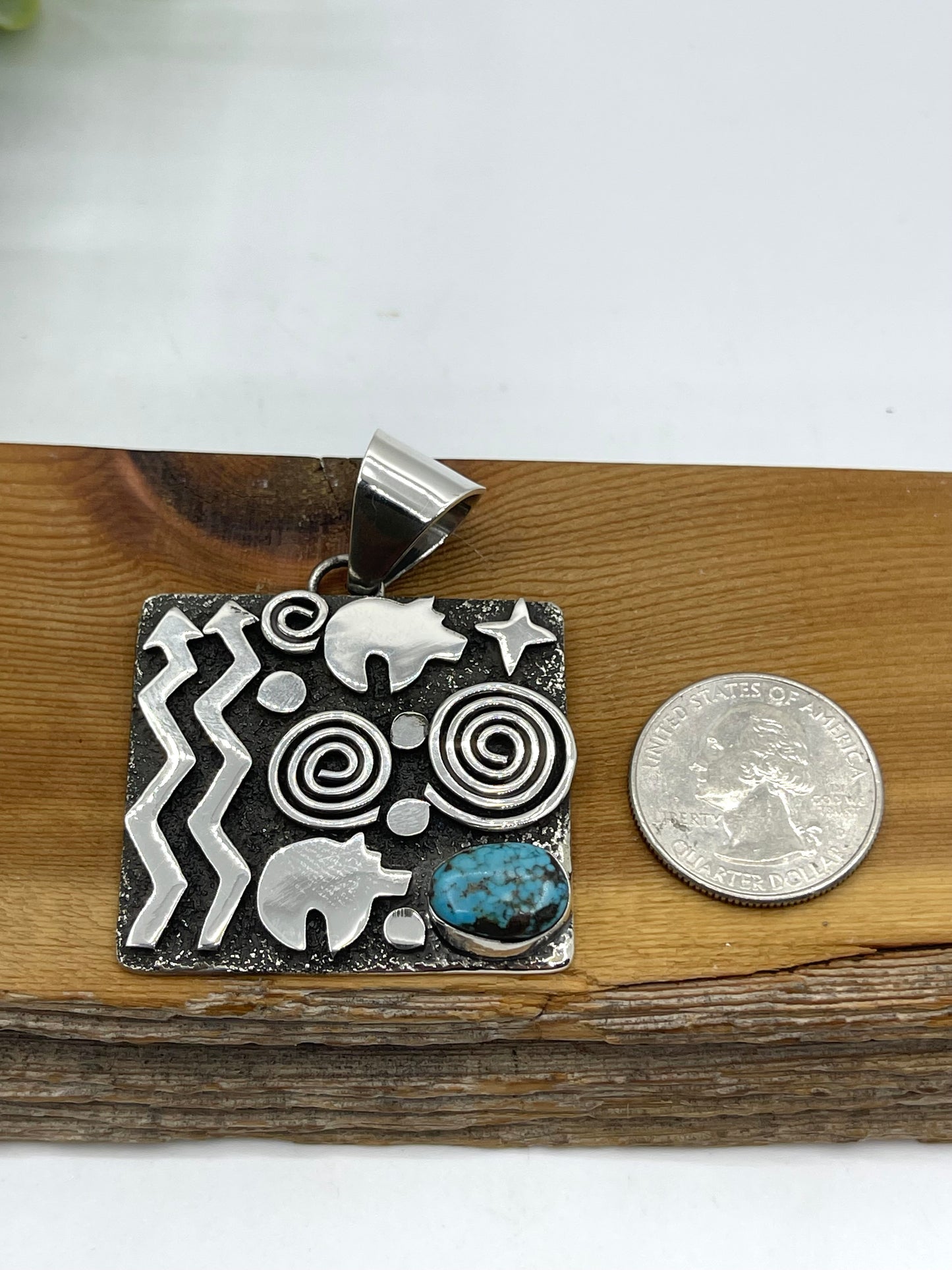 8mm Bail Kingman Turquoise Pendant by Alex Sanchez, Navajo