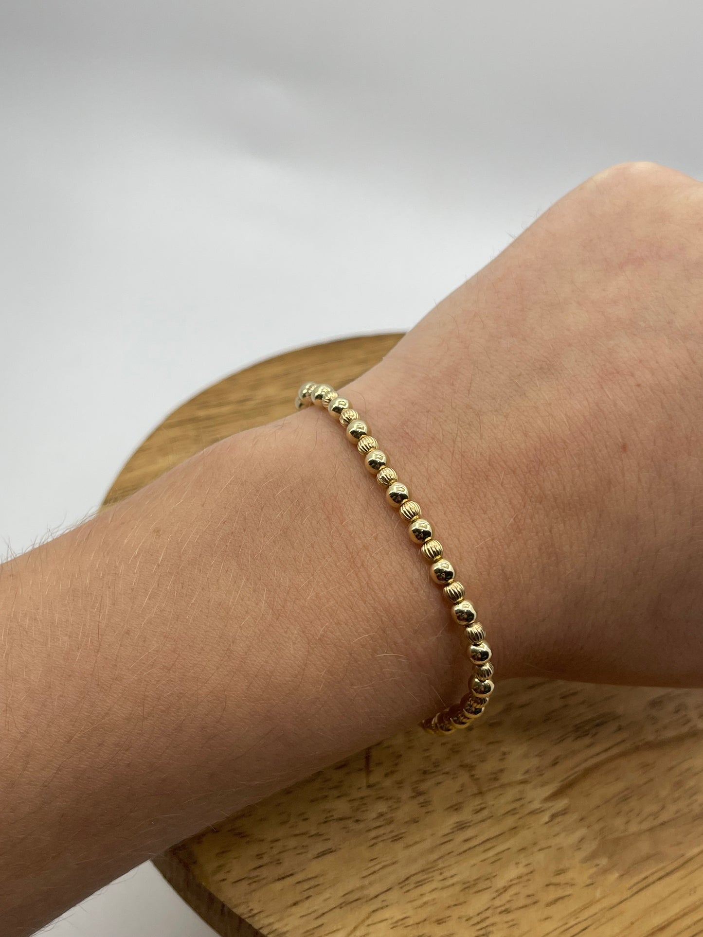 6.5" Stretchy 4mm 14k Gold Filled Beaded Bracelet