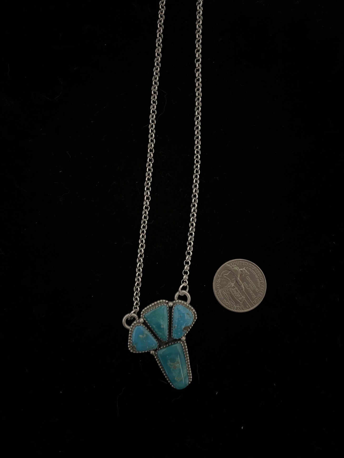 17" 4 Stone Kingman Turquoise Necklace