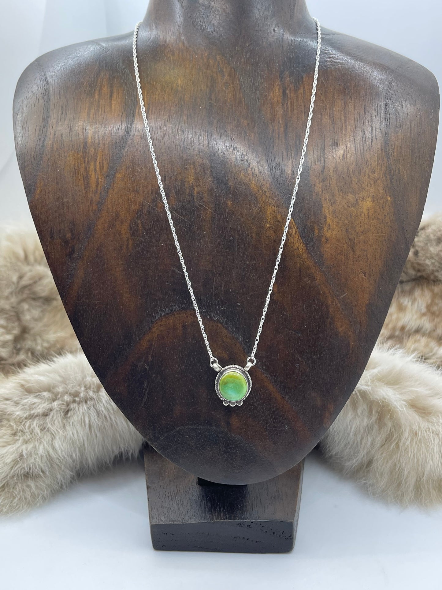 18" Mostly Green (Little to No Blue) Sonoran Gold Turquoise by Sharon McCarthy, Navajo