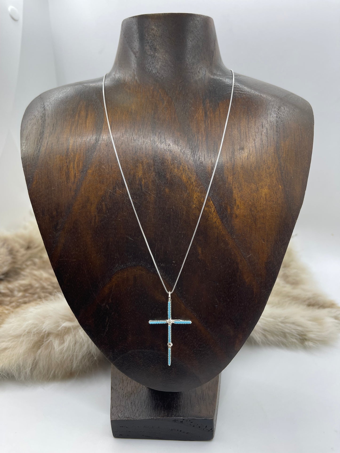 18" Inlay Zuni Sundance Pendant by James Cheama, Zuni